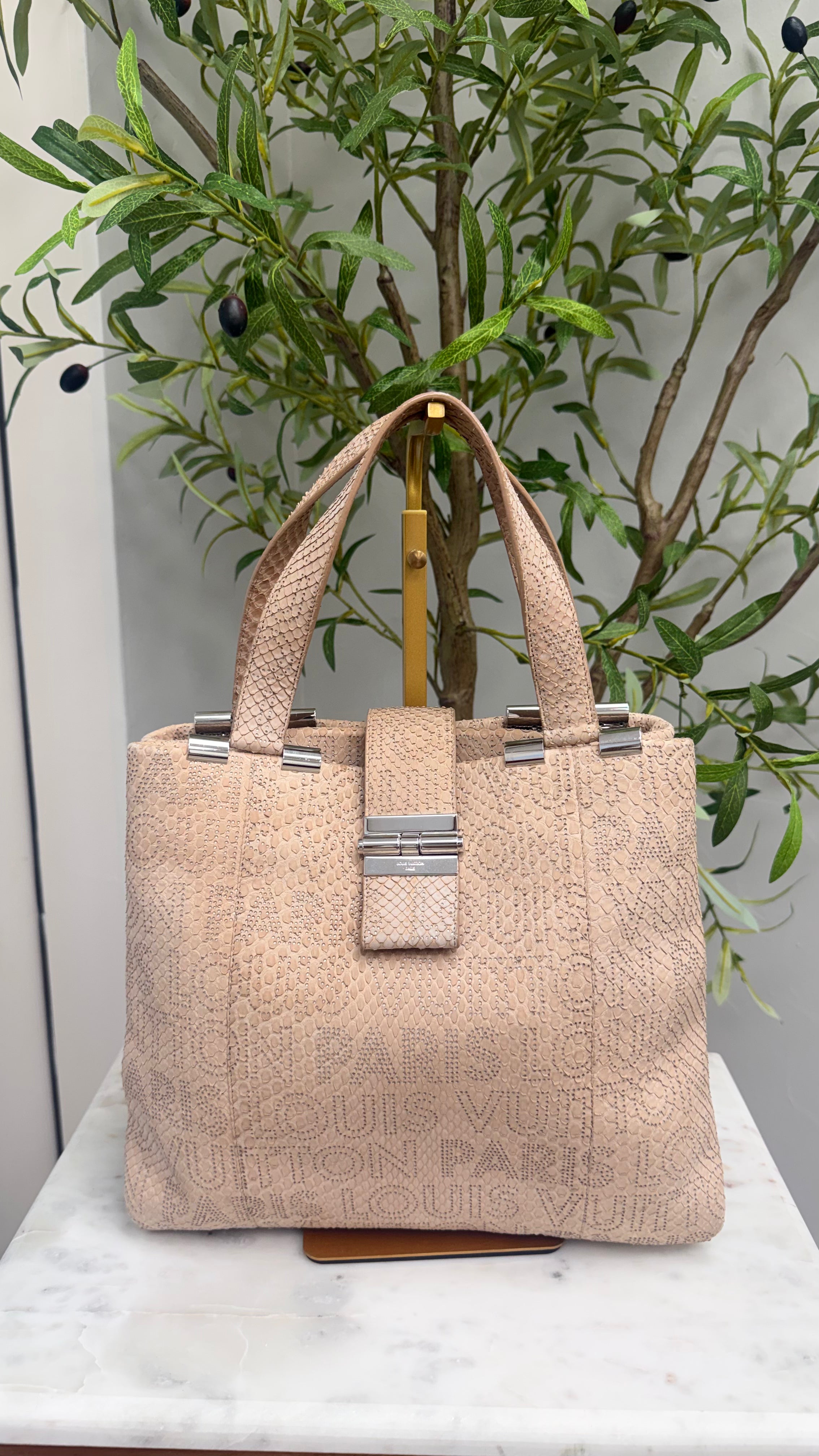 Louis Vuitton Tan Perforated Python Leather Delphes Handbag