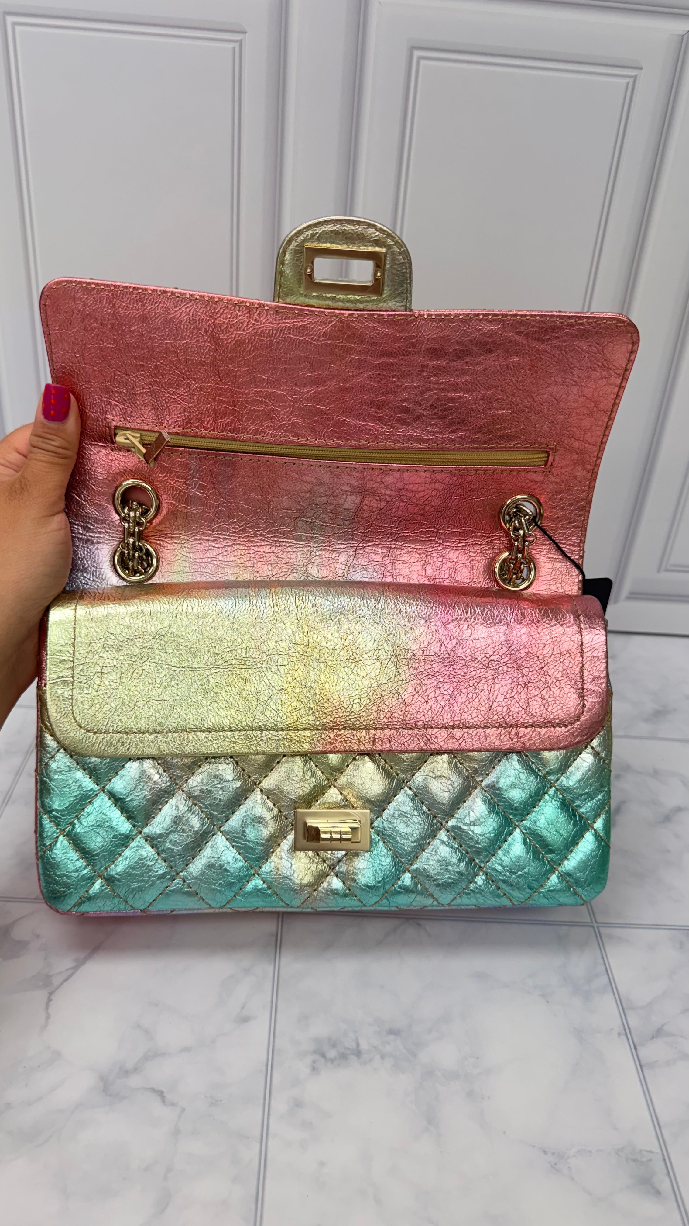 LIKE NEW - Chanel Reissue Medium Rainbow Iridescent Quilted Leather Flap Bag
