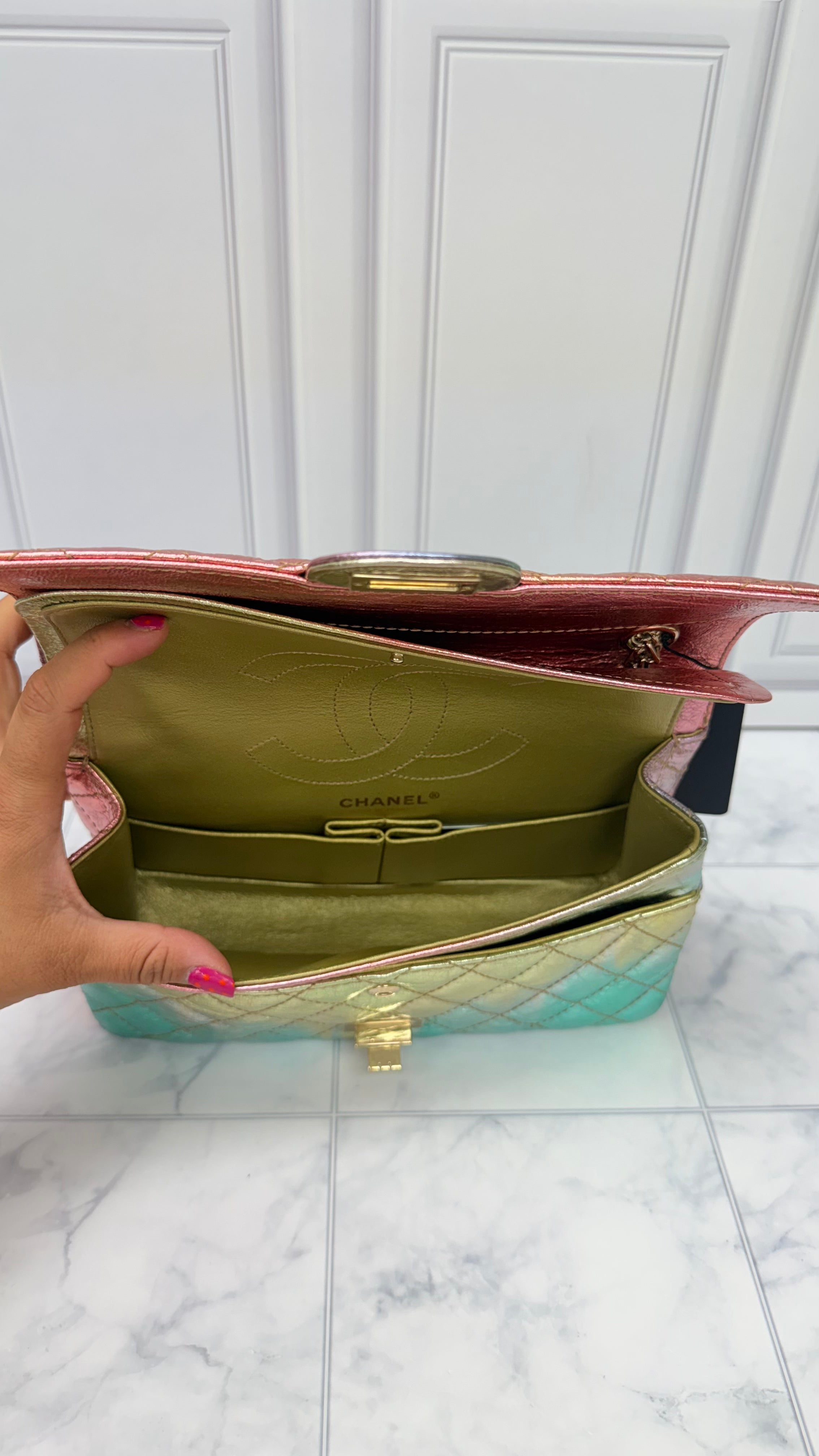 LIKE NEW - Chanel Reissue Medium Rainbow Iridescent Quilted Leather Flap Bag