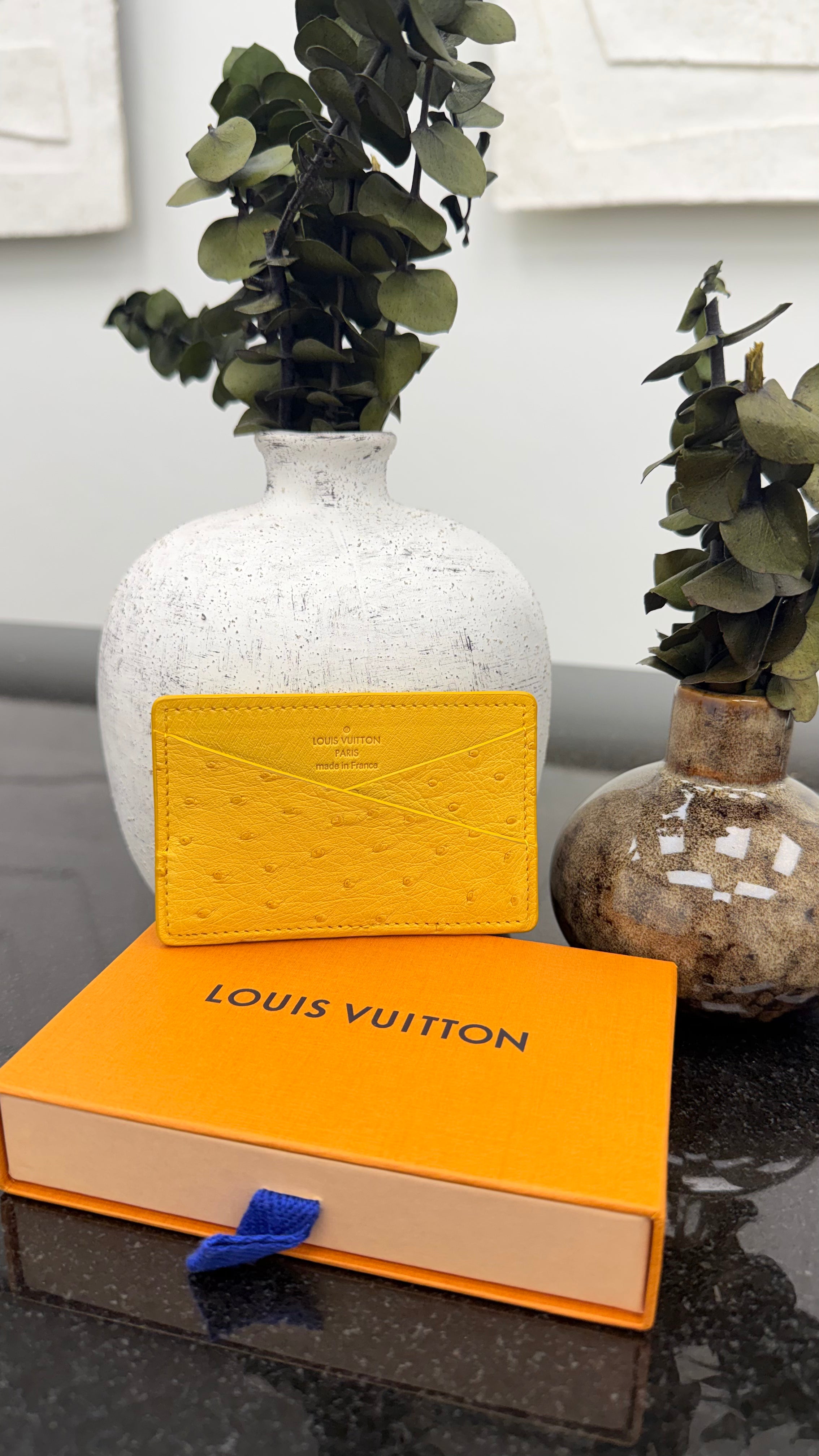BRAND NEW - Louis Vuitton Yellow Ostrich Leather Card Holder