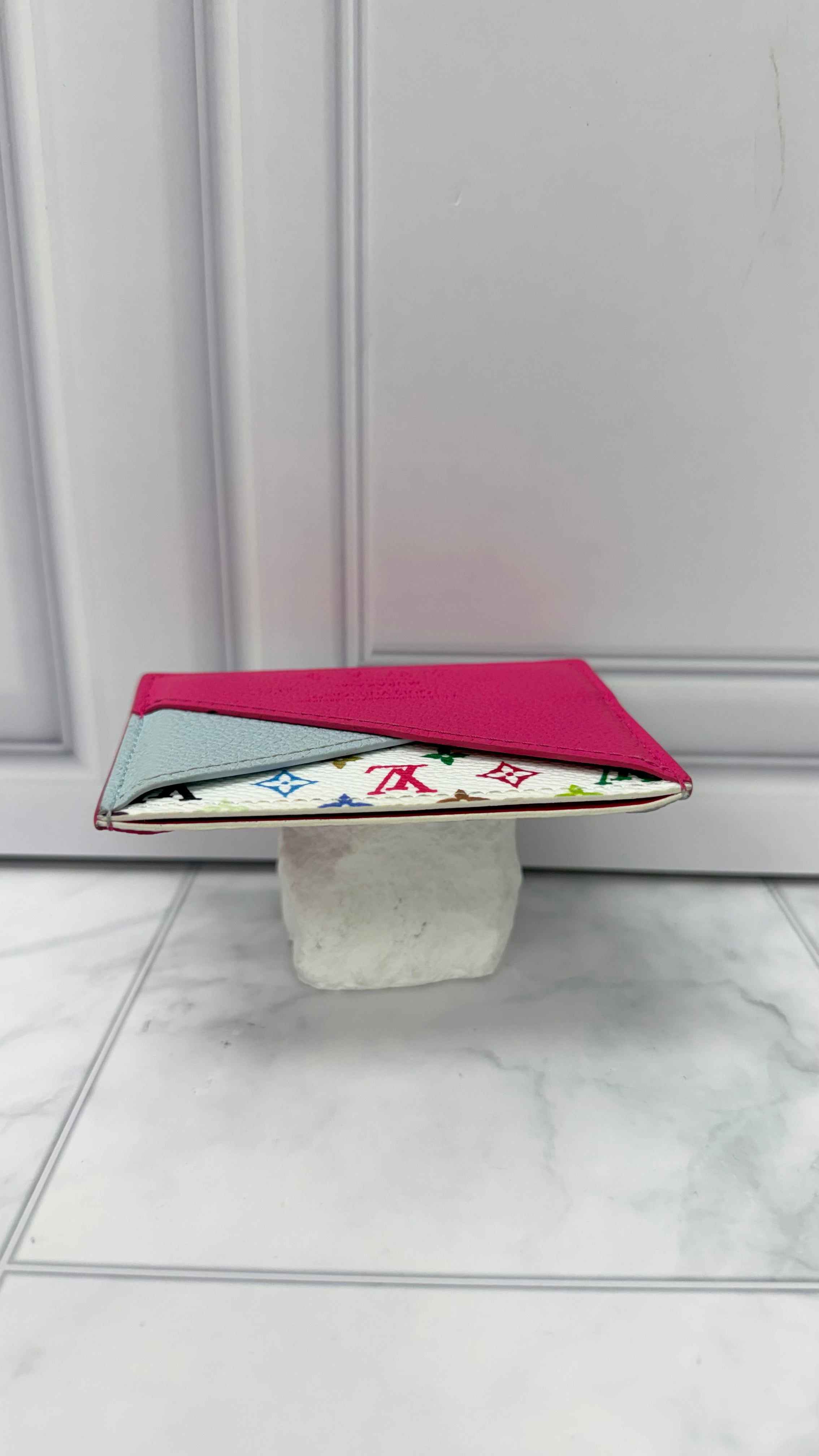 Louis Vuitton White Multicolor Monogram Leather Card Holder