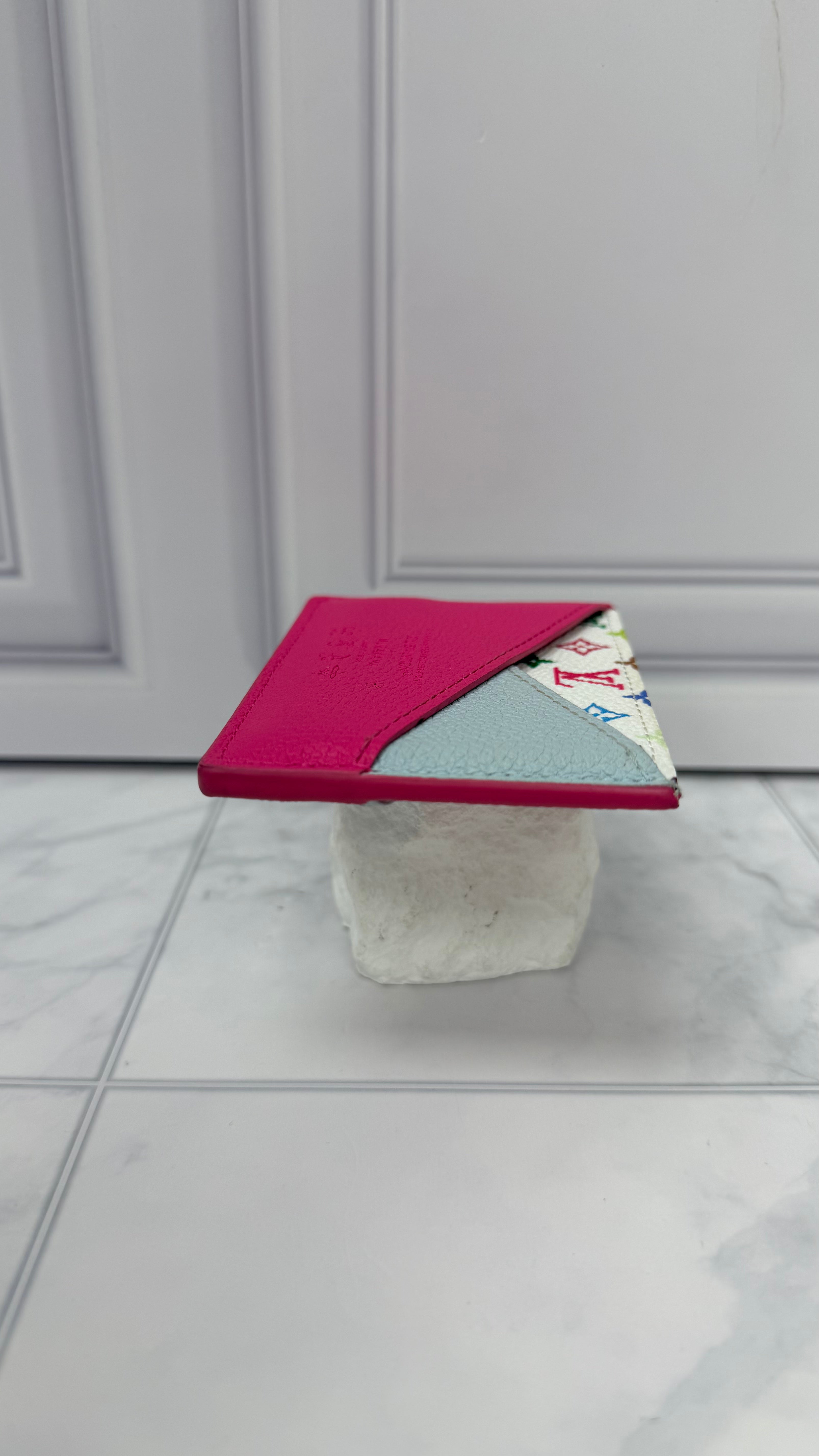 Louis Vuitton White Multicolor Monogram Leather Card Holder