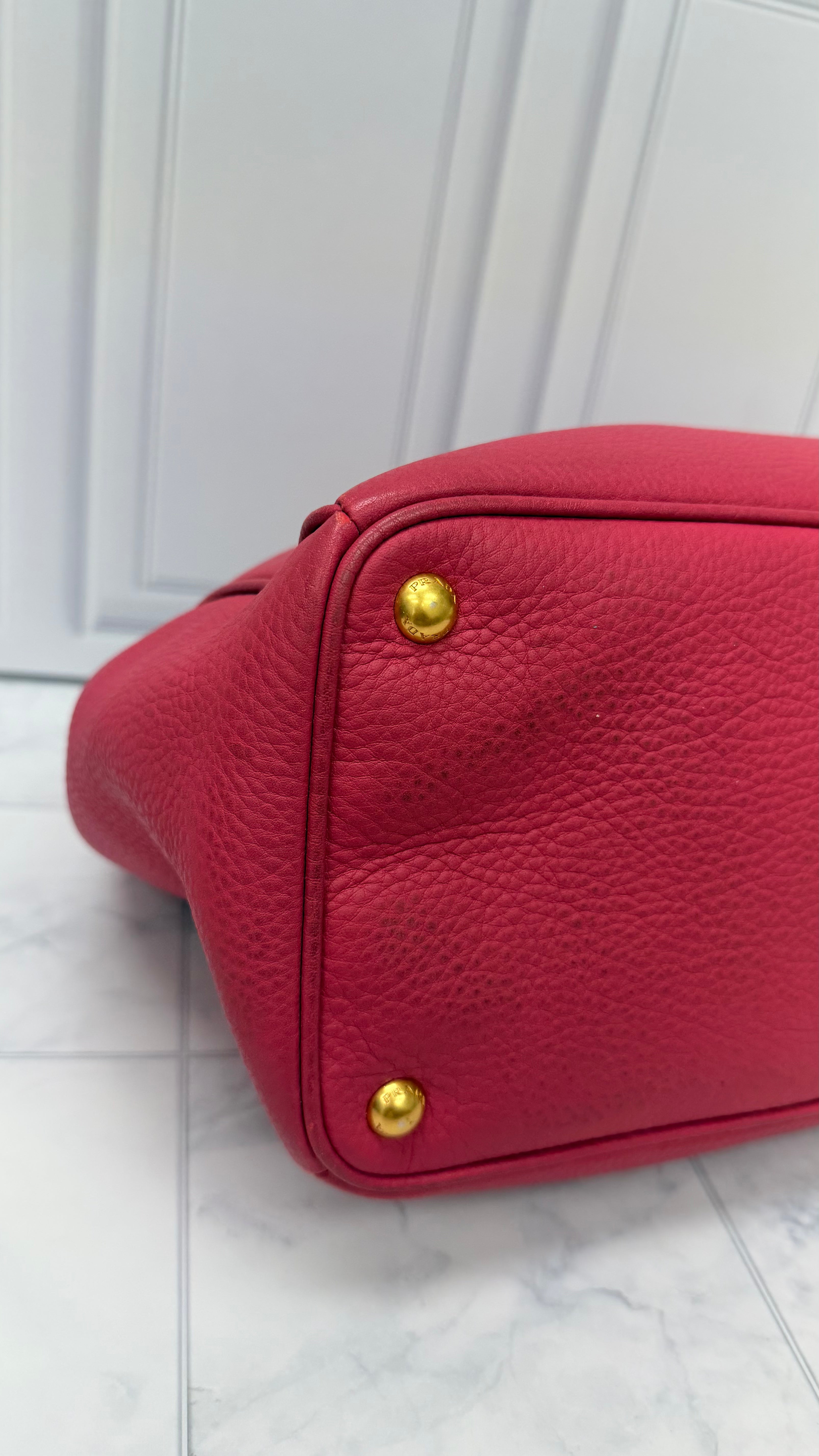 Prada Magenta Pink Grained Leather Handbag