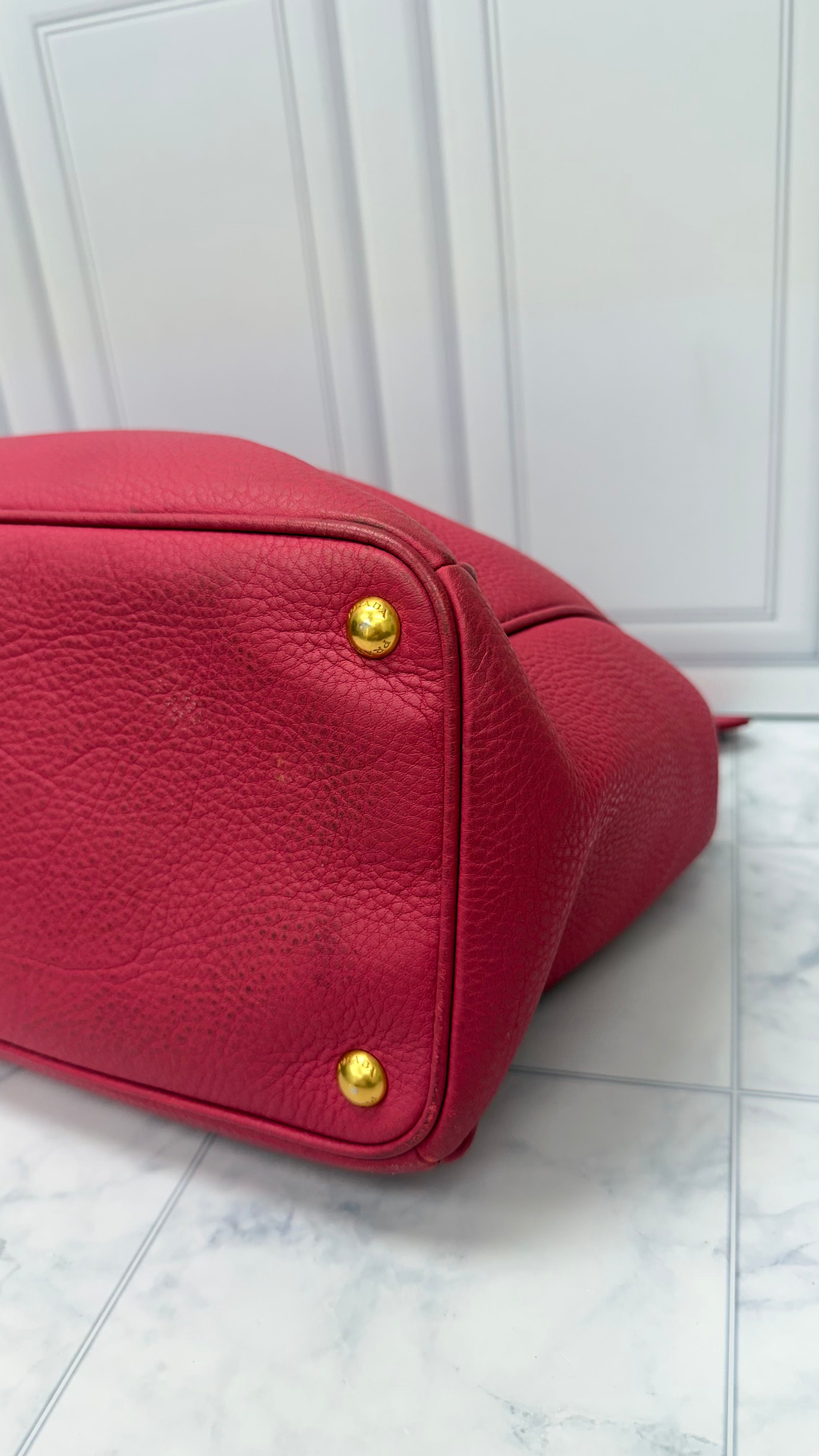 Prada Magenta Pink Grained Leather Handbag
