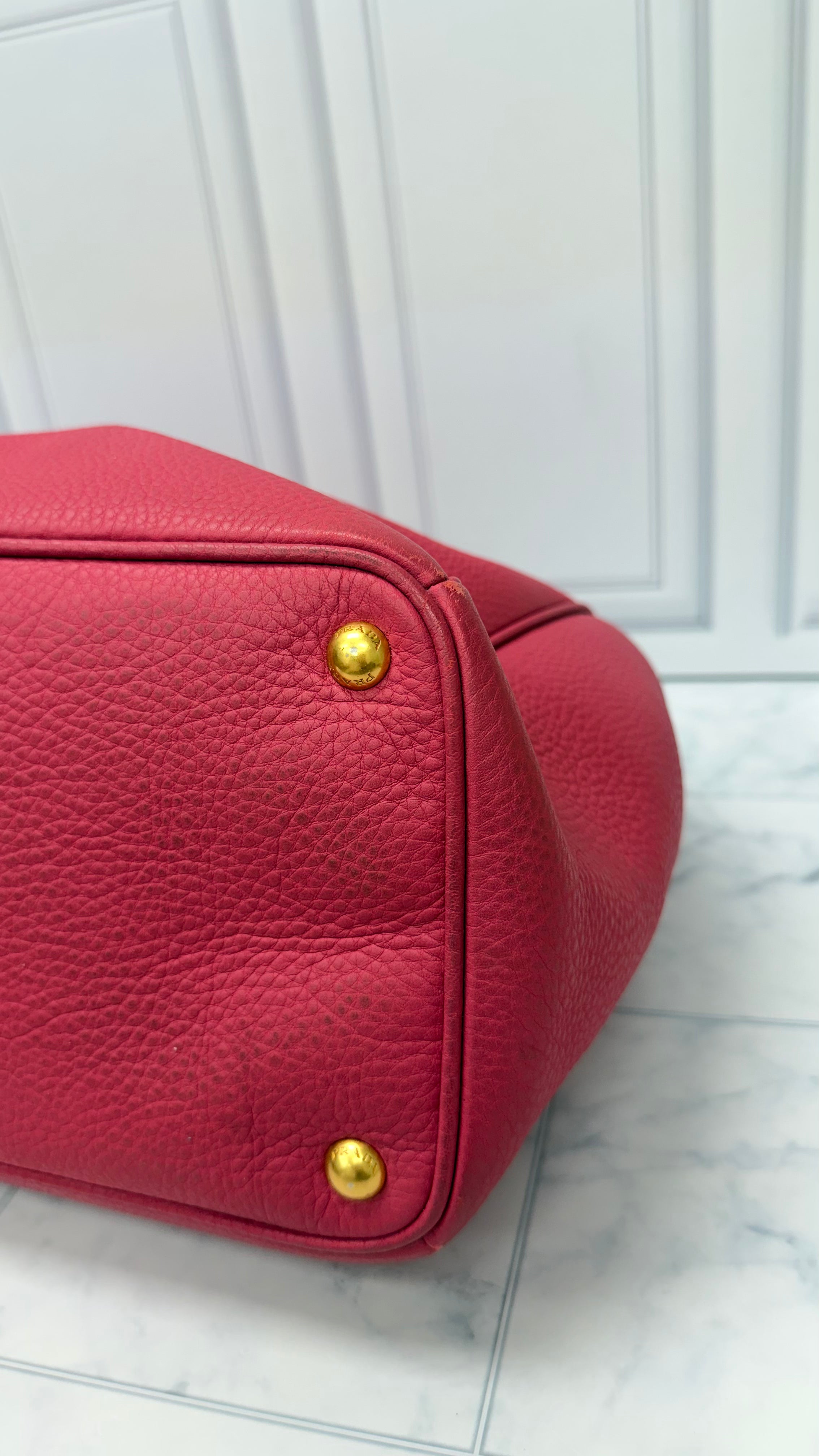 Prada Magenta Pink Grained Leather Handbag