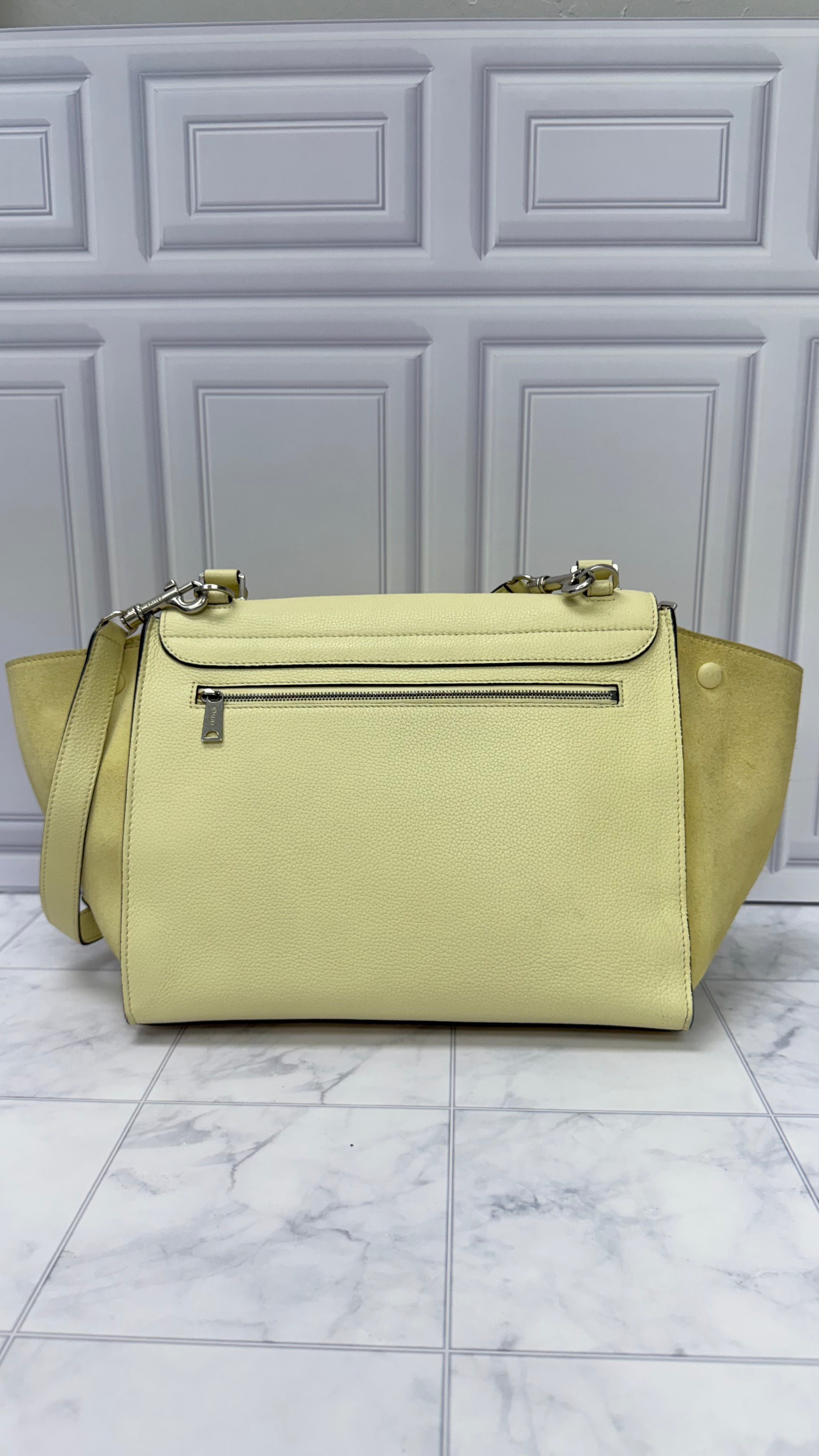 Celine Butter Yellow Leather Trapeze Medium Bag