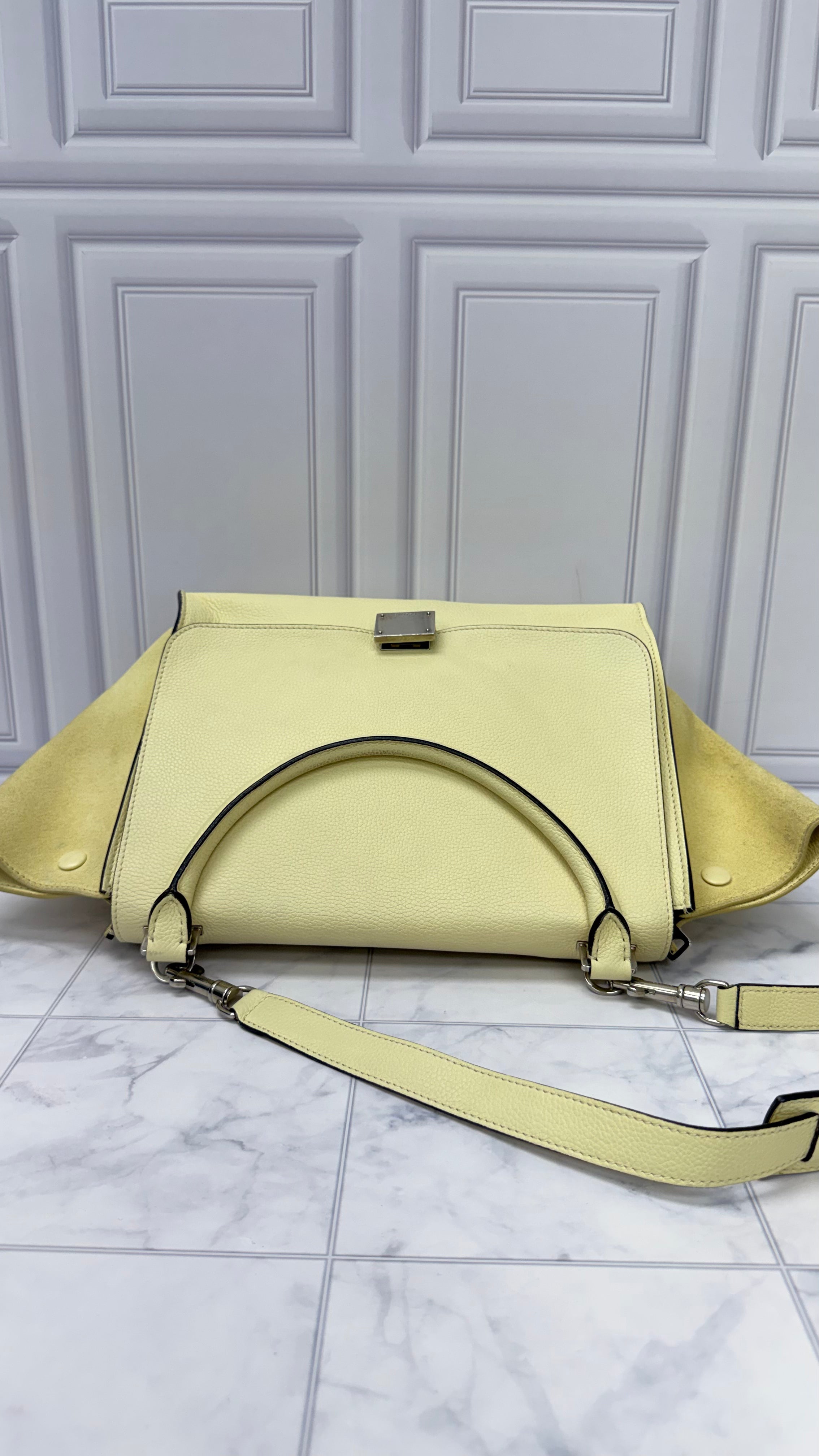 Celine Butter Yellow Leather Trapeze Medium Bag