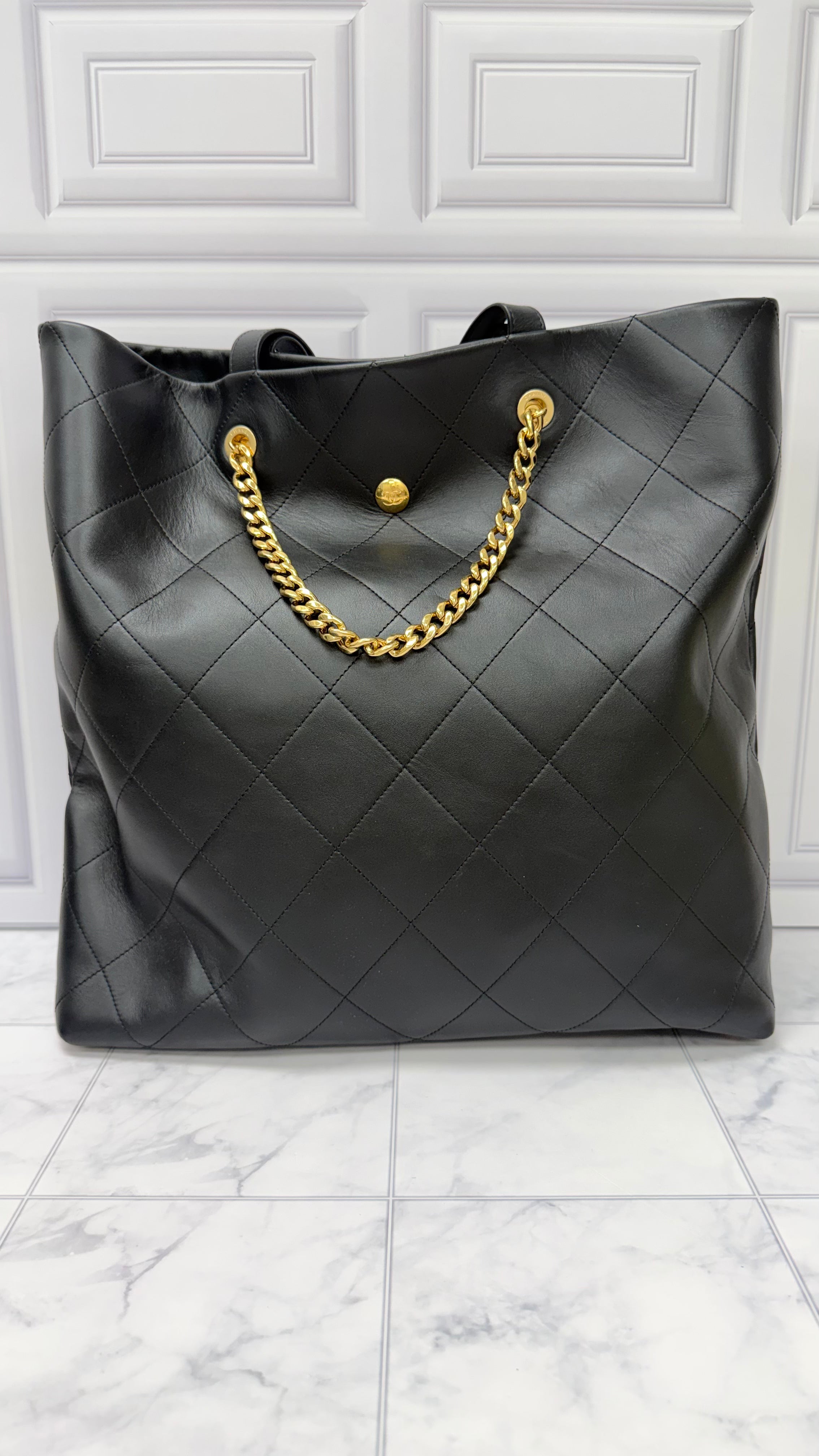 Chanel Black Leather Club Monaco Tote Bag