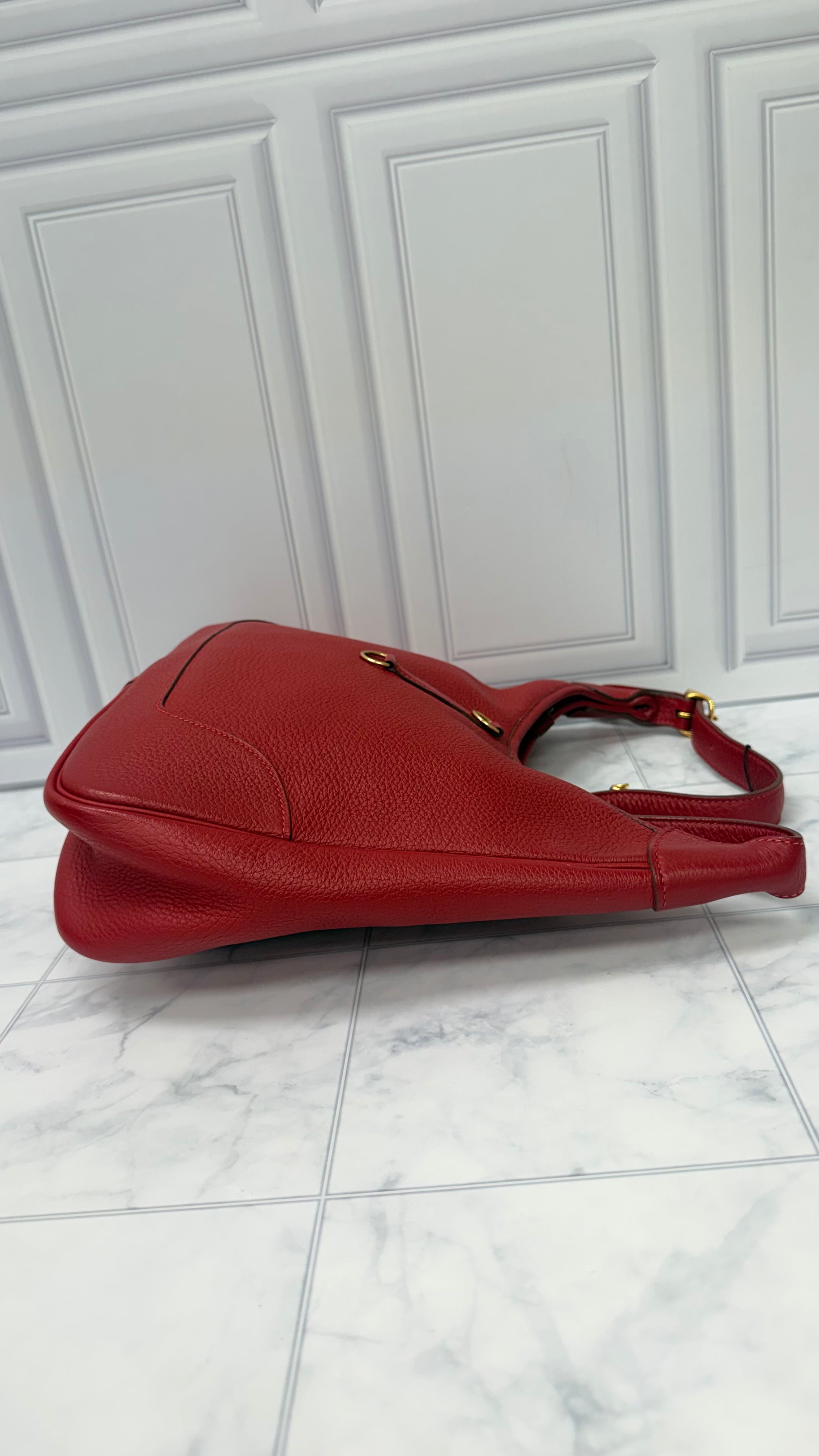 Hermes Red Togo Leather Trim 31 Shoulder Bag