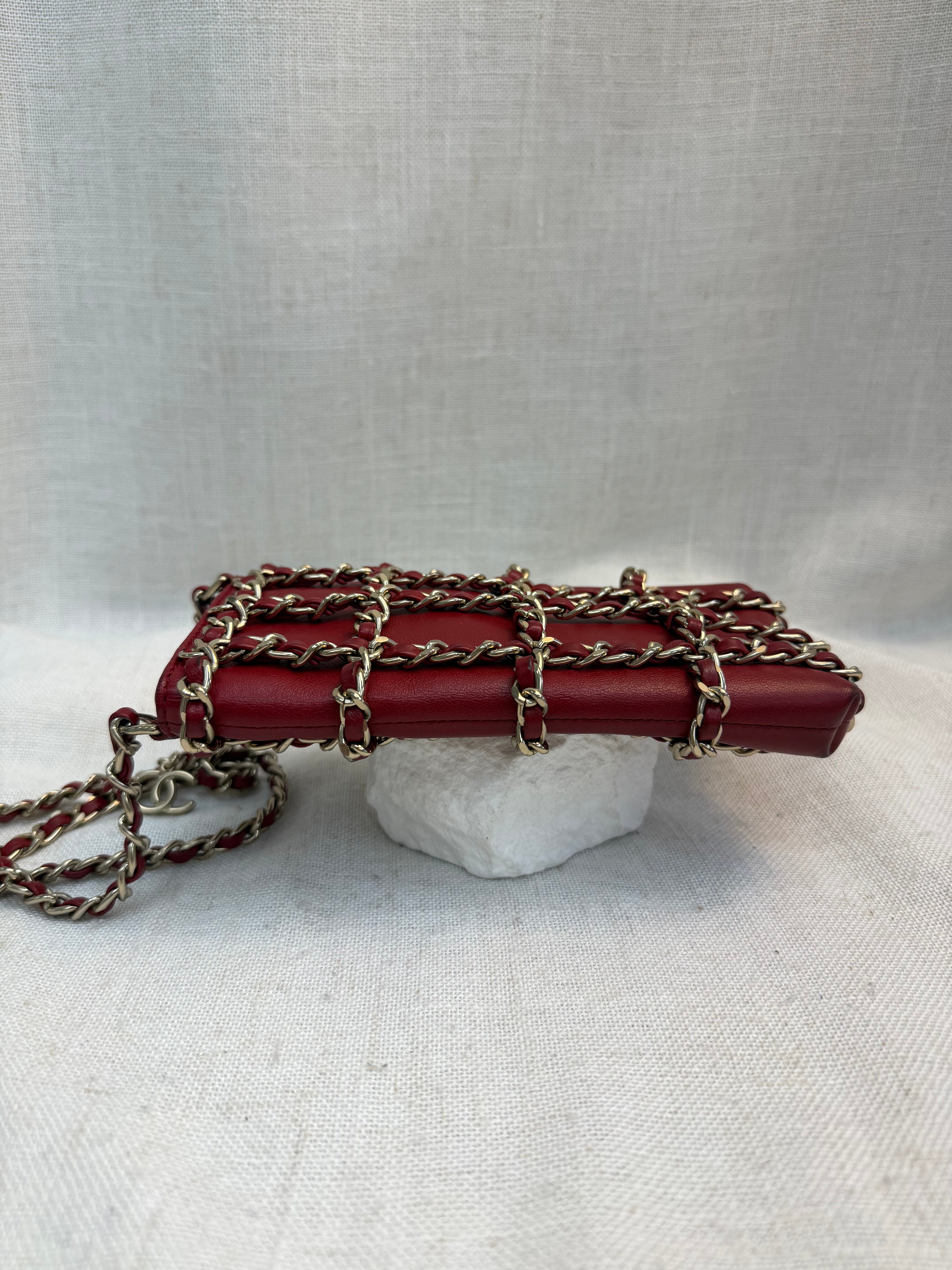 Chanel Red Calfskin Tech Me Out Phone Crossbody Holder