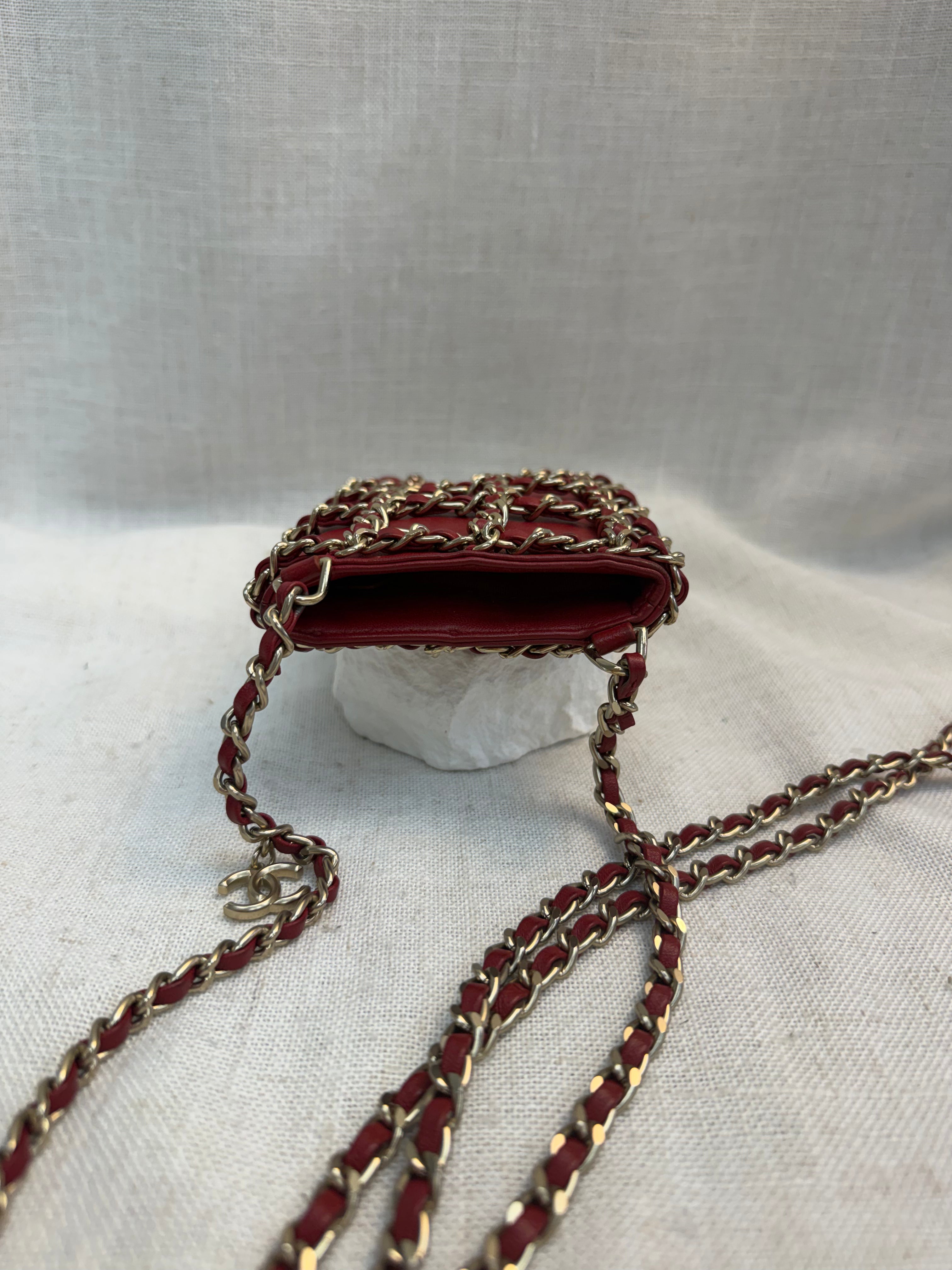 Chanel Red Calfskin Tech Me Out Phone Crossbody Holder