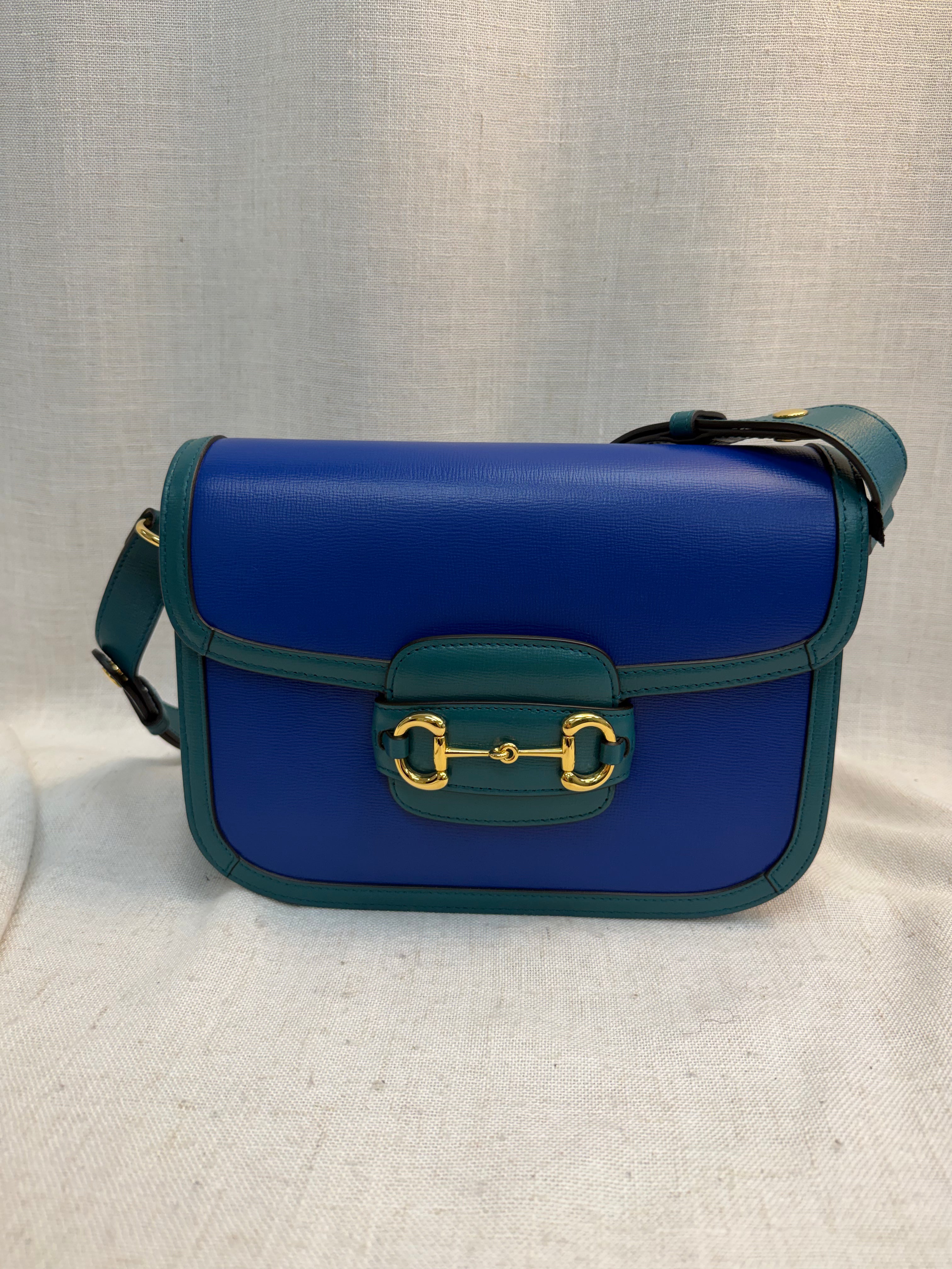 LIKE NEW Gucci Royal Blue Leather Medium Horsebit Shoulder Bag