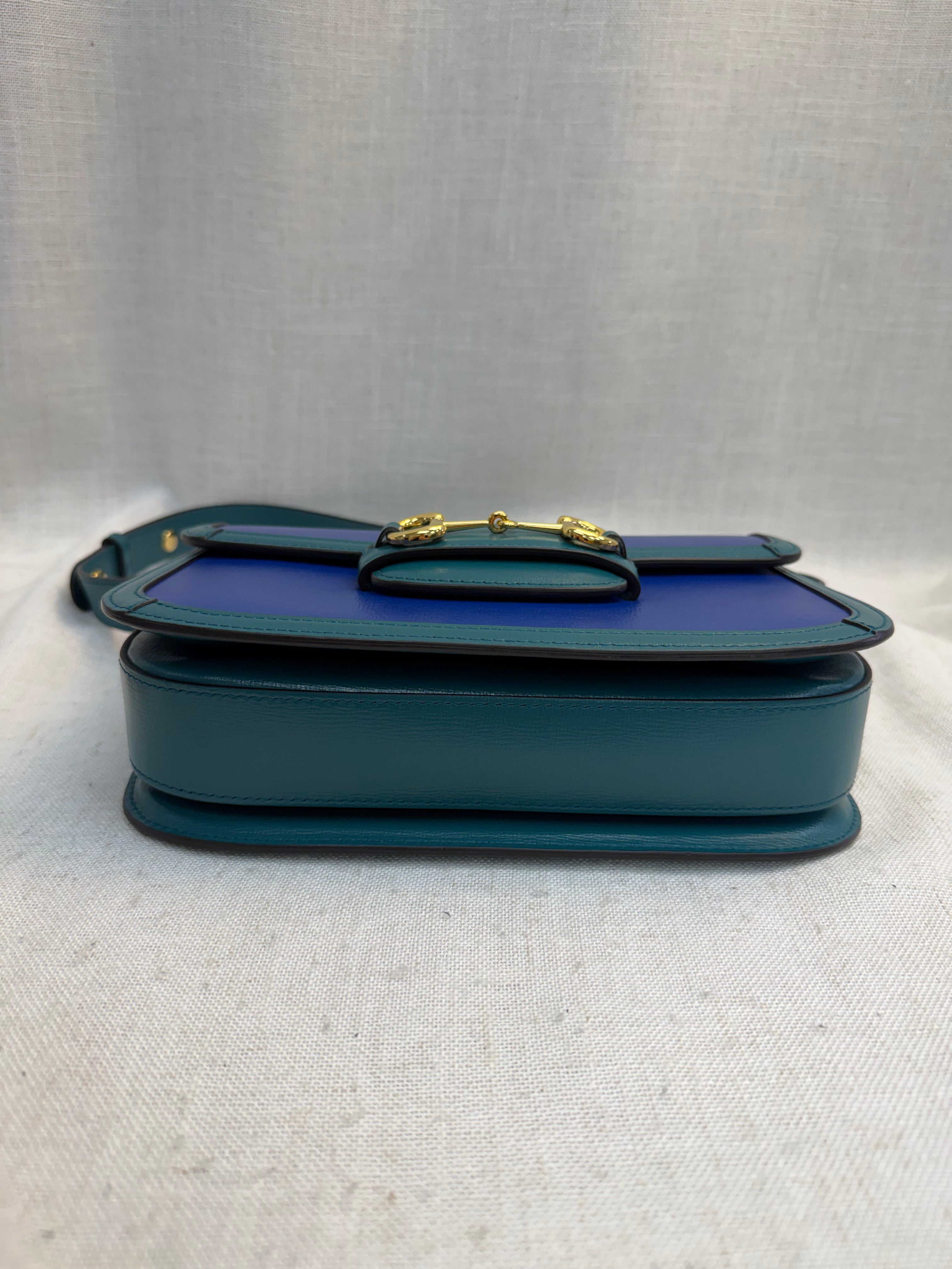 LIKE NEW Gucci Royal Blue Leather Medium Horsebit Shoulder Bag