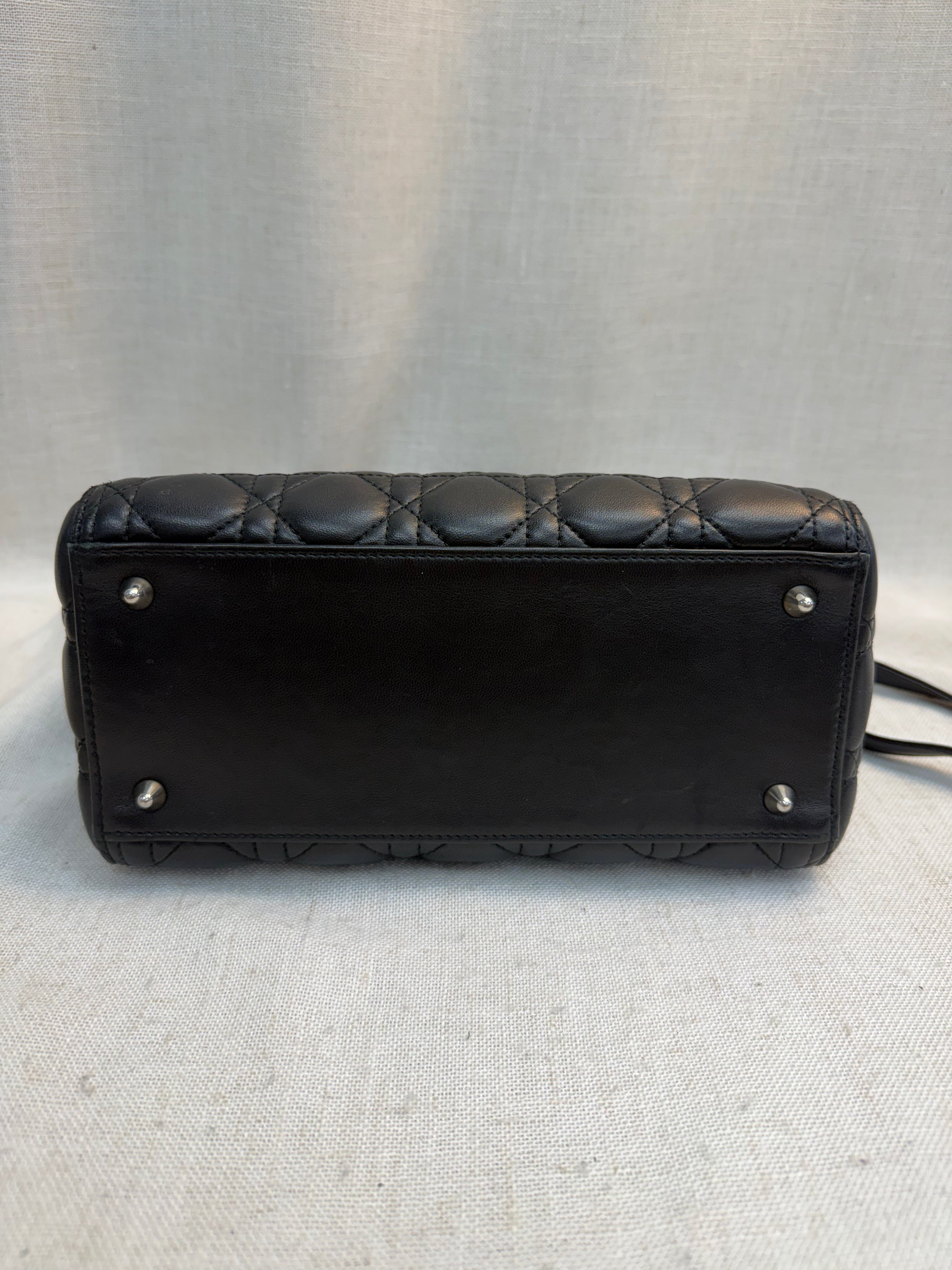 Christian Dior Black Leather Medium Lady Dior Bag