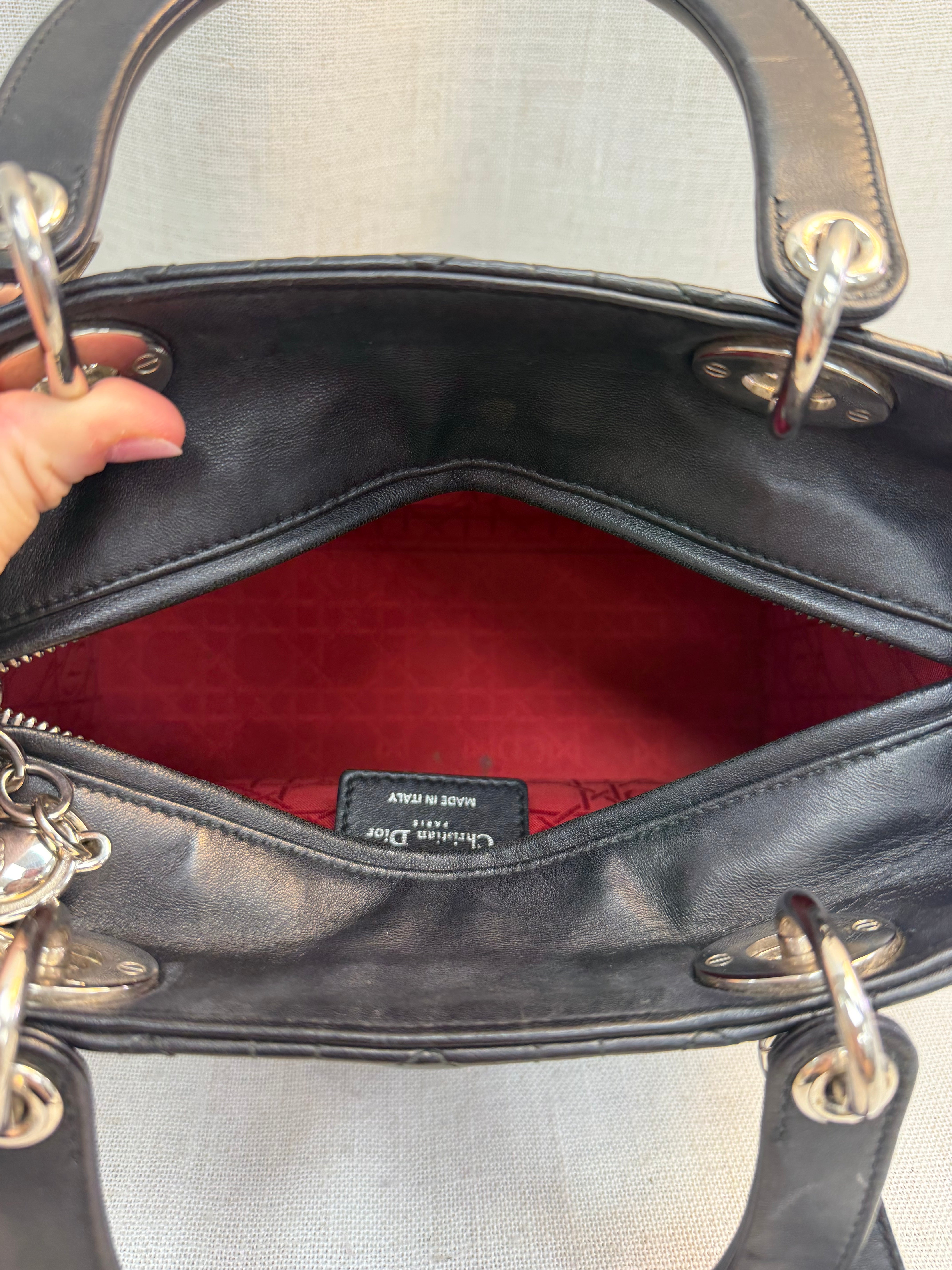 Christian Dior Black Leather Medium Lady Dior Bag