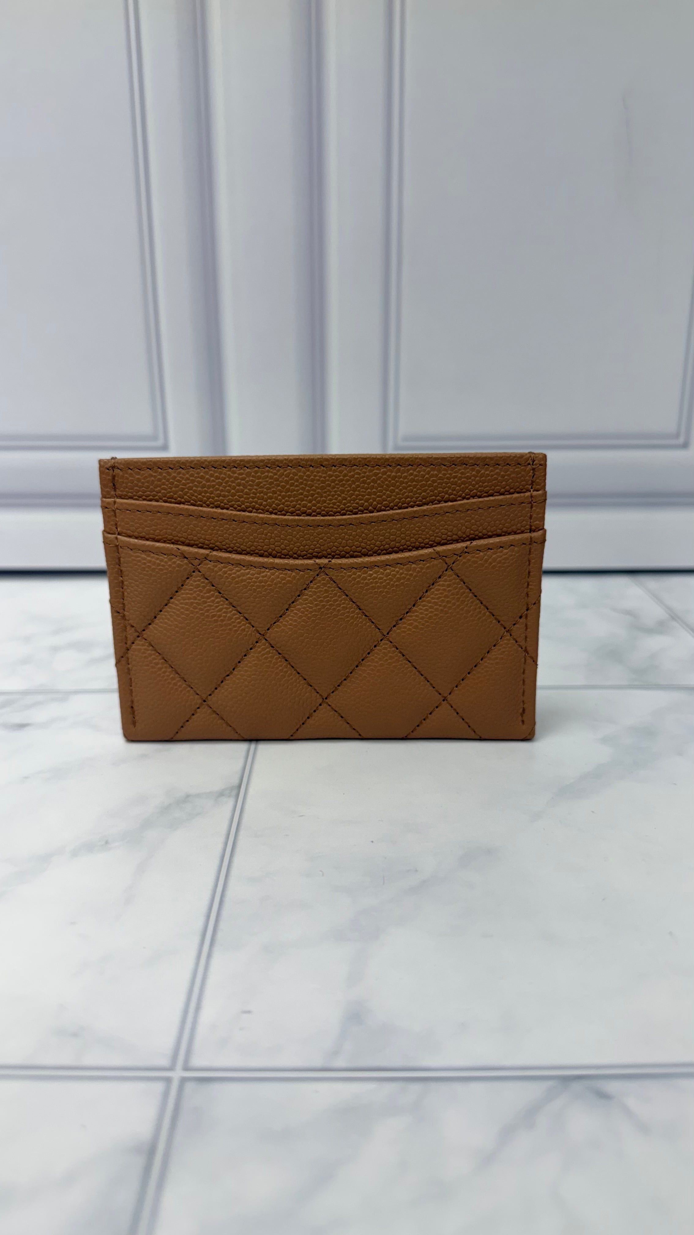 BRAND NEW - Chanel Beige Caviar Leather Card Holder