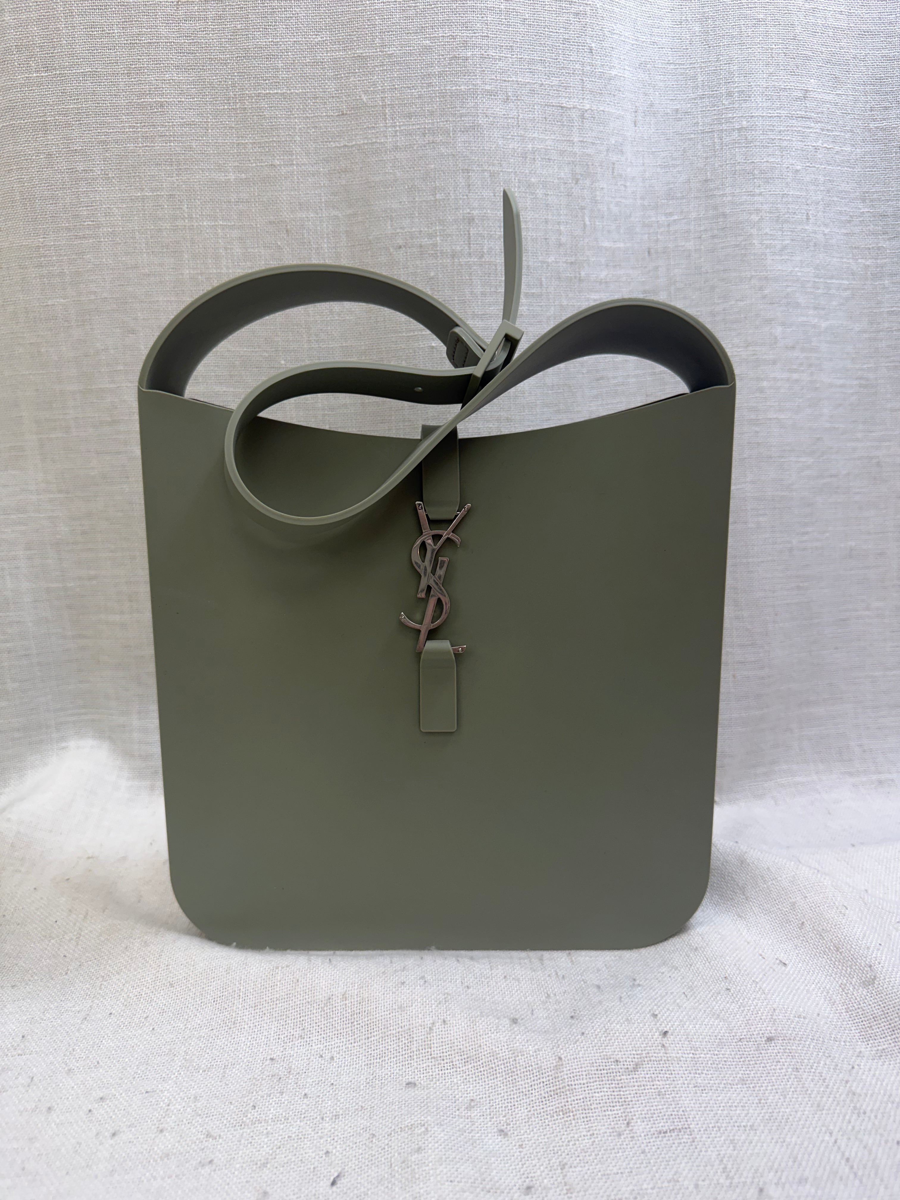 Saint Laurent YSL Green Rubber Le 37 Bucket Bag