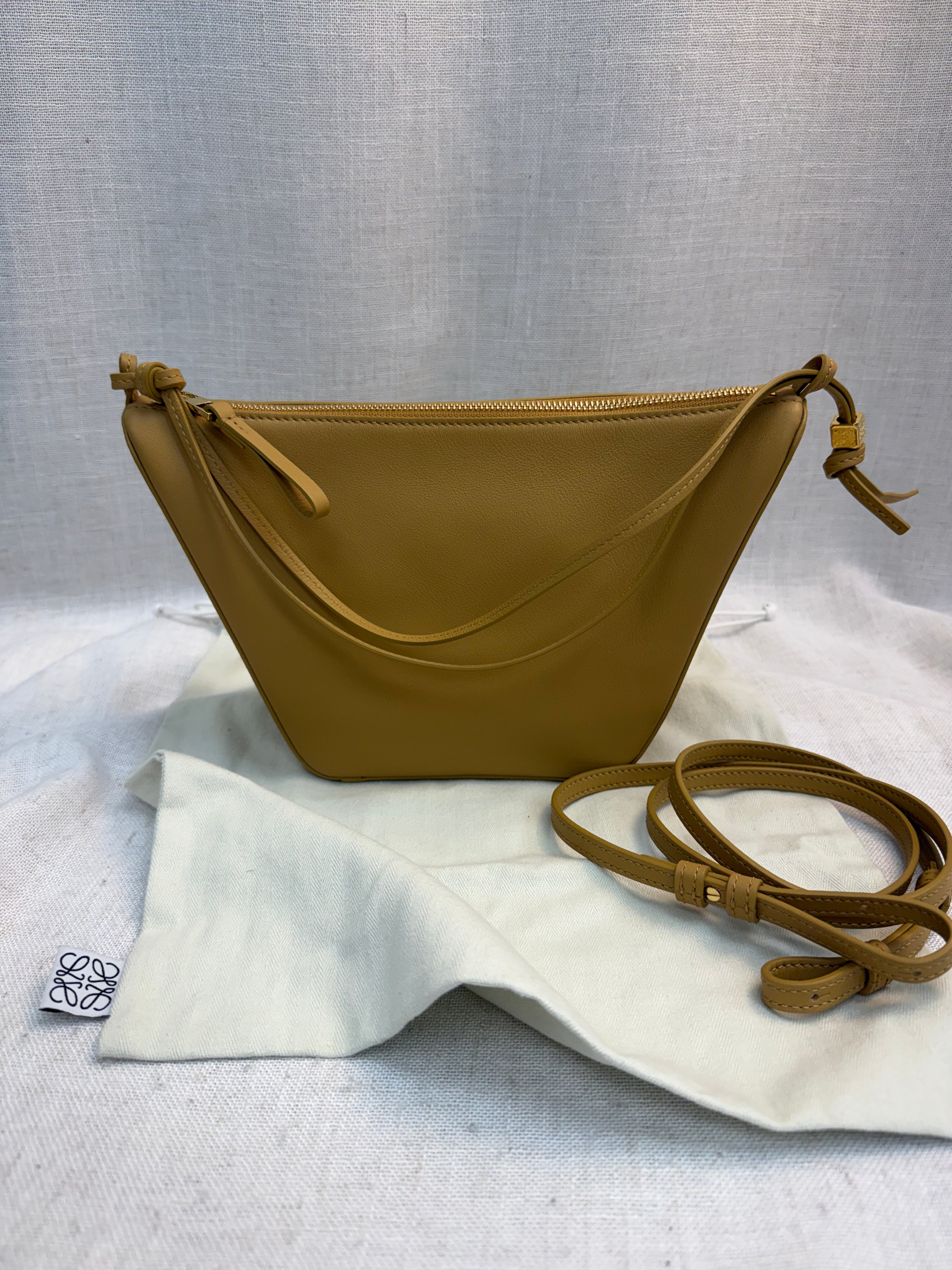 LIKE NEW Loewe Tan Leather Mini Hammock Hobo Shoulder Bag