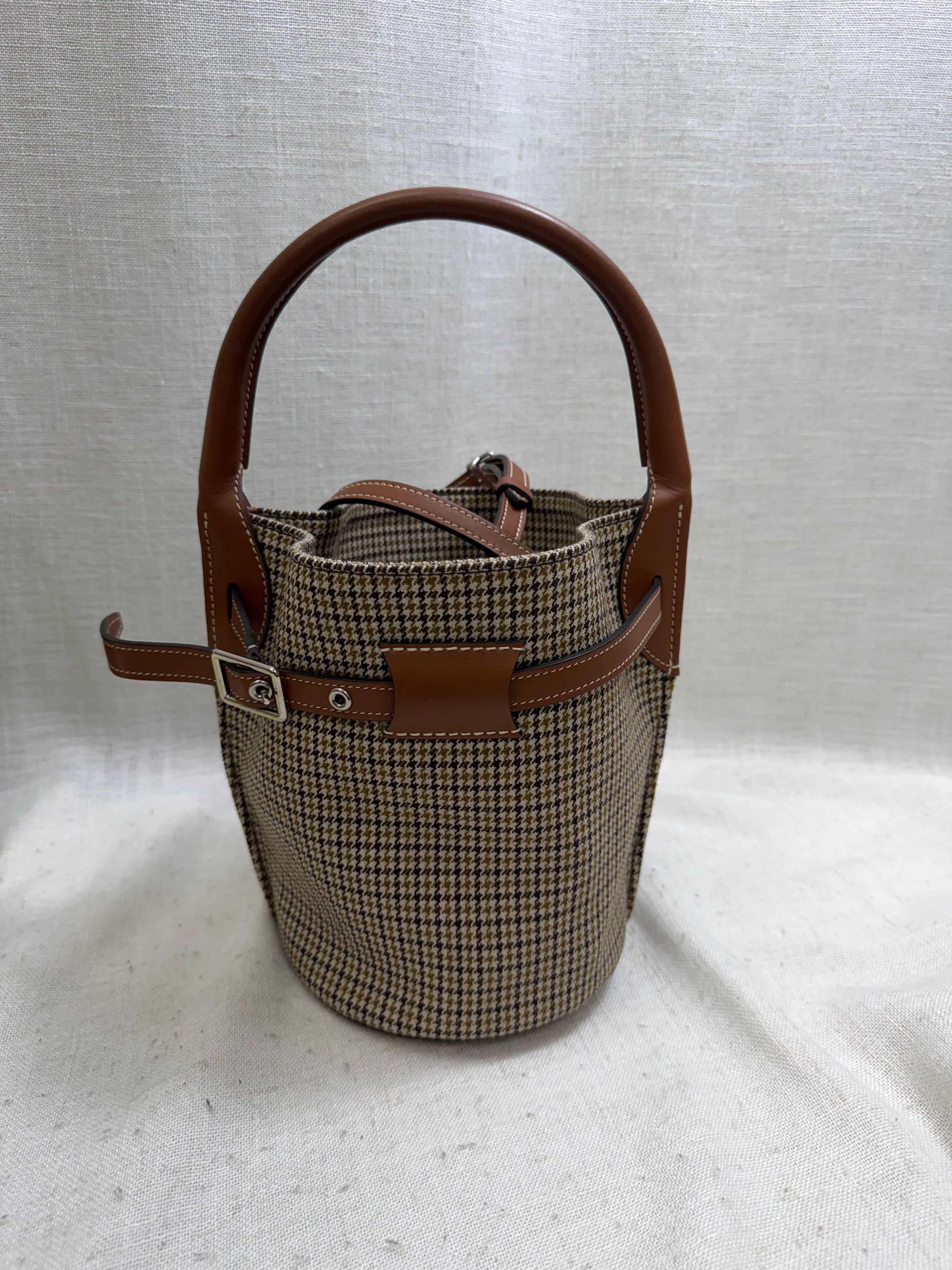Celine Brown Tweed Nano Big Bag Bucket Bag