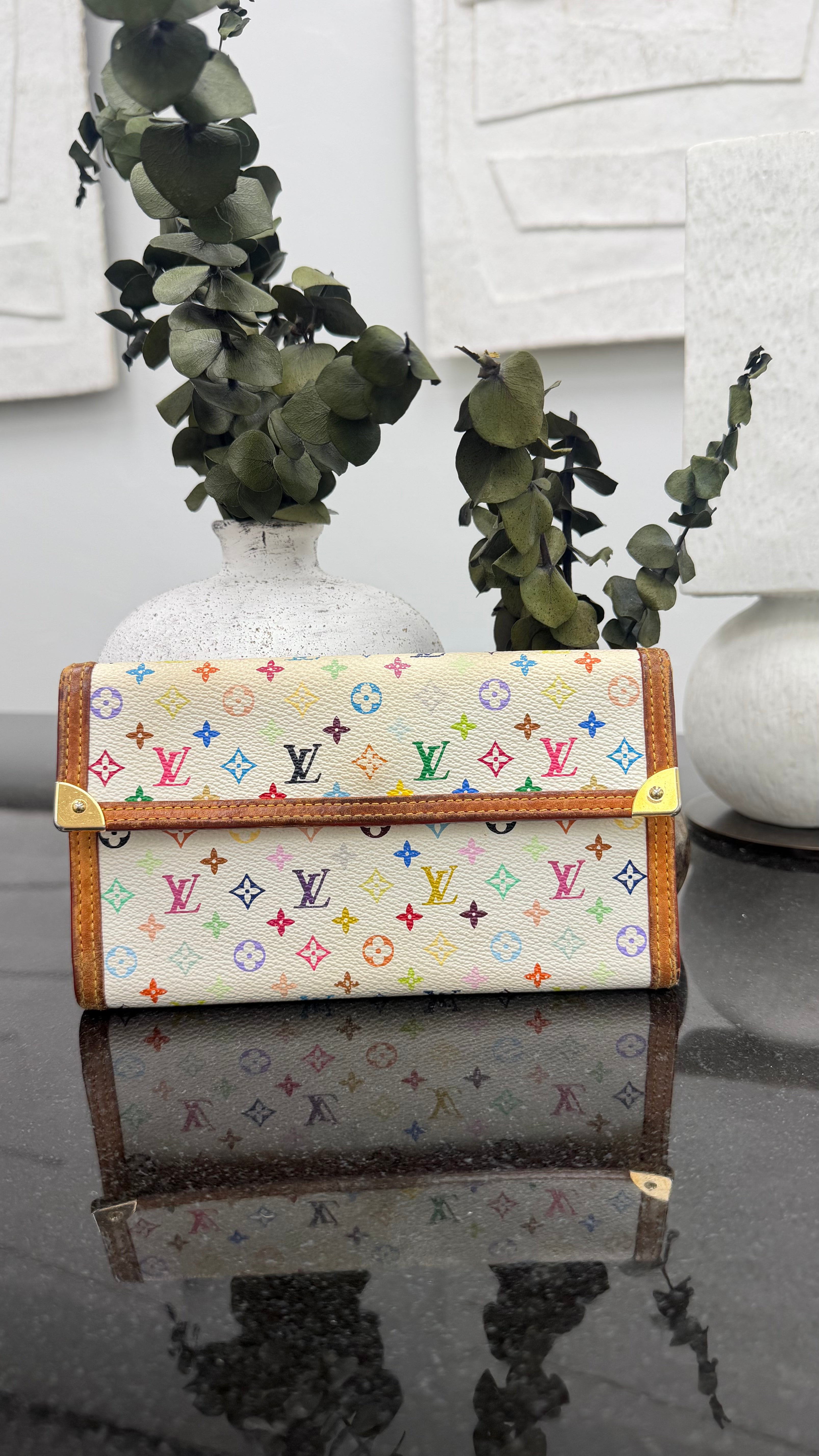 Louis Vuitton White Multicolor Monogram Porte Tresor International Wallet