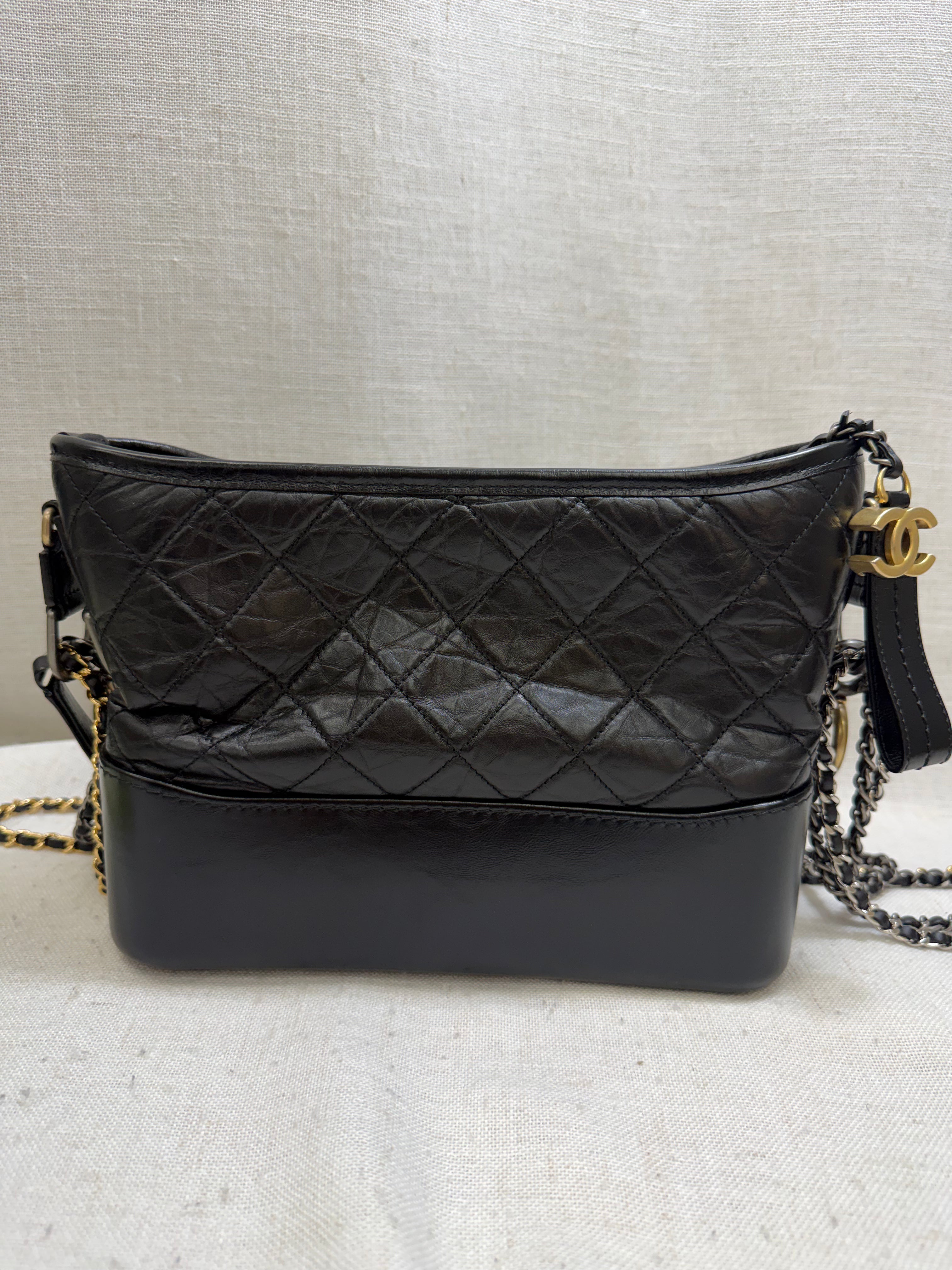 Chanel Black Leather Small Gabrielle Hobo Bag