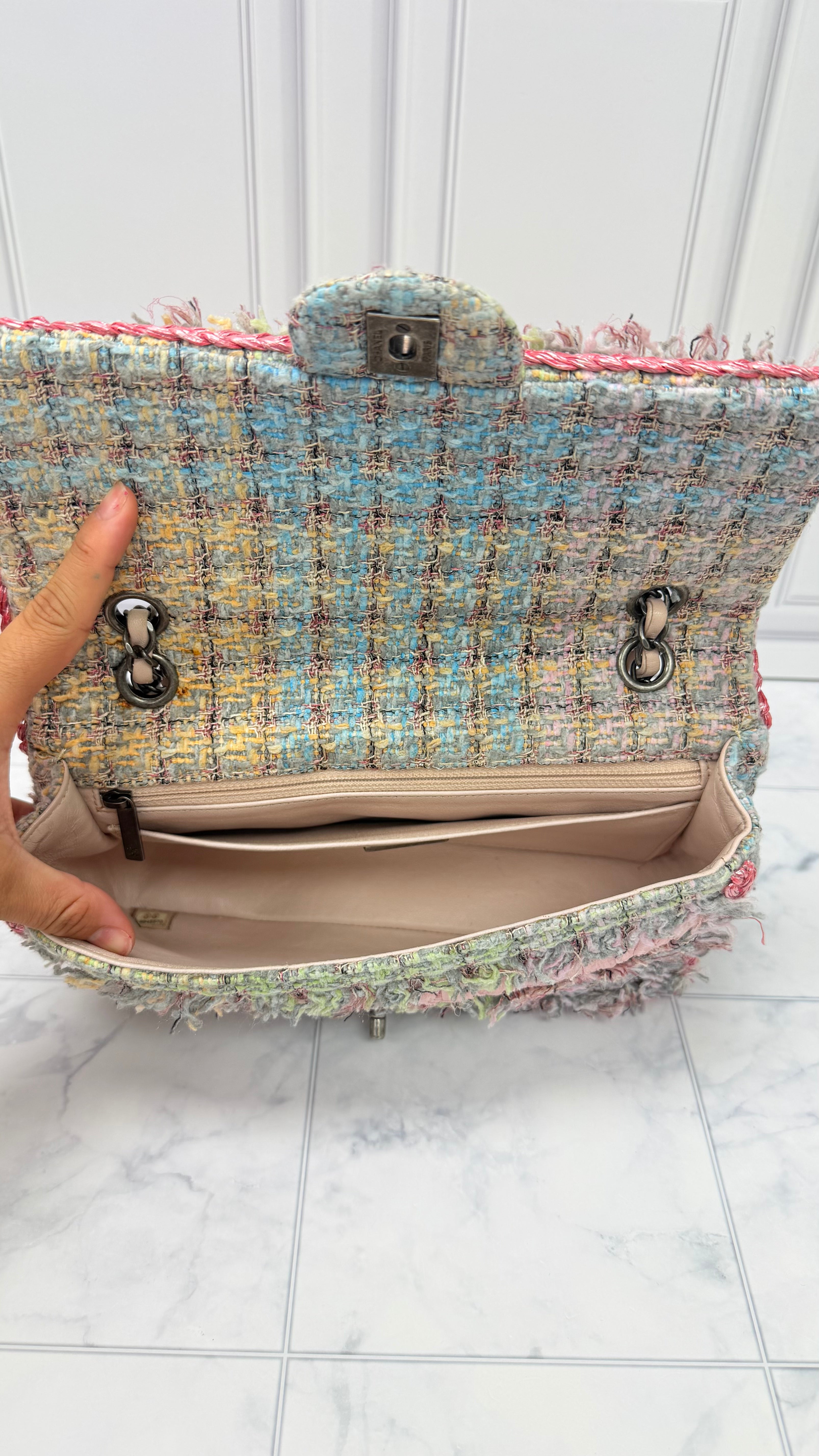 Chanel Multicolor Tweed Medium Flap Bag