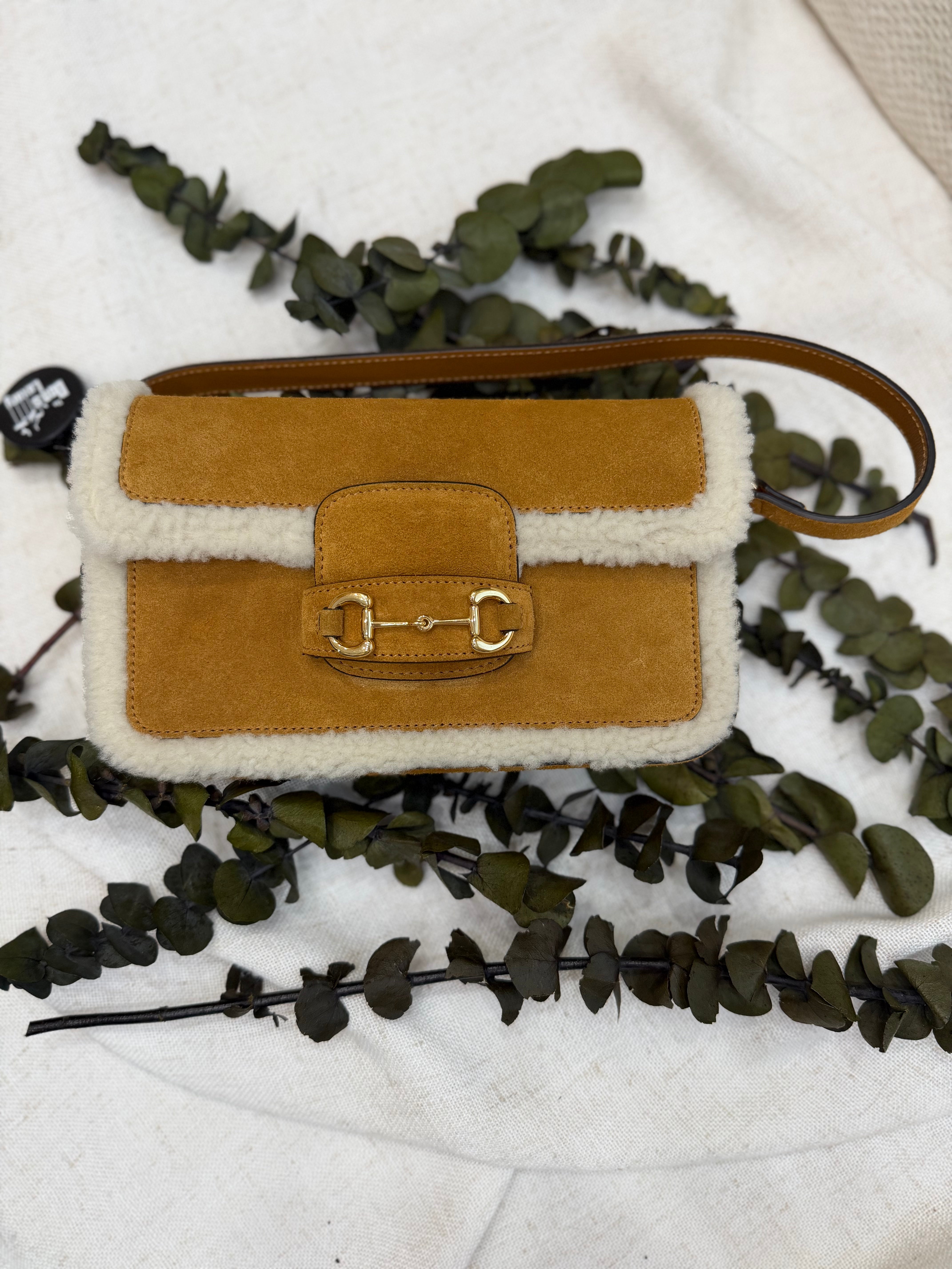 *DONS PRE-DROP* BRAND NEW- Gucci Honey Milk Beige Suede & Shearling Mini Horsebit Shoulder Bag