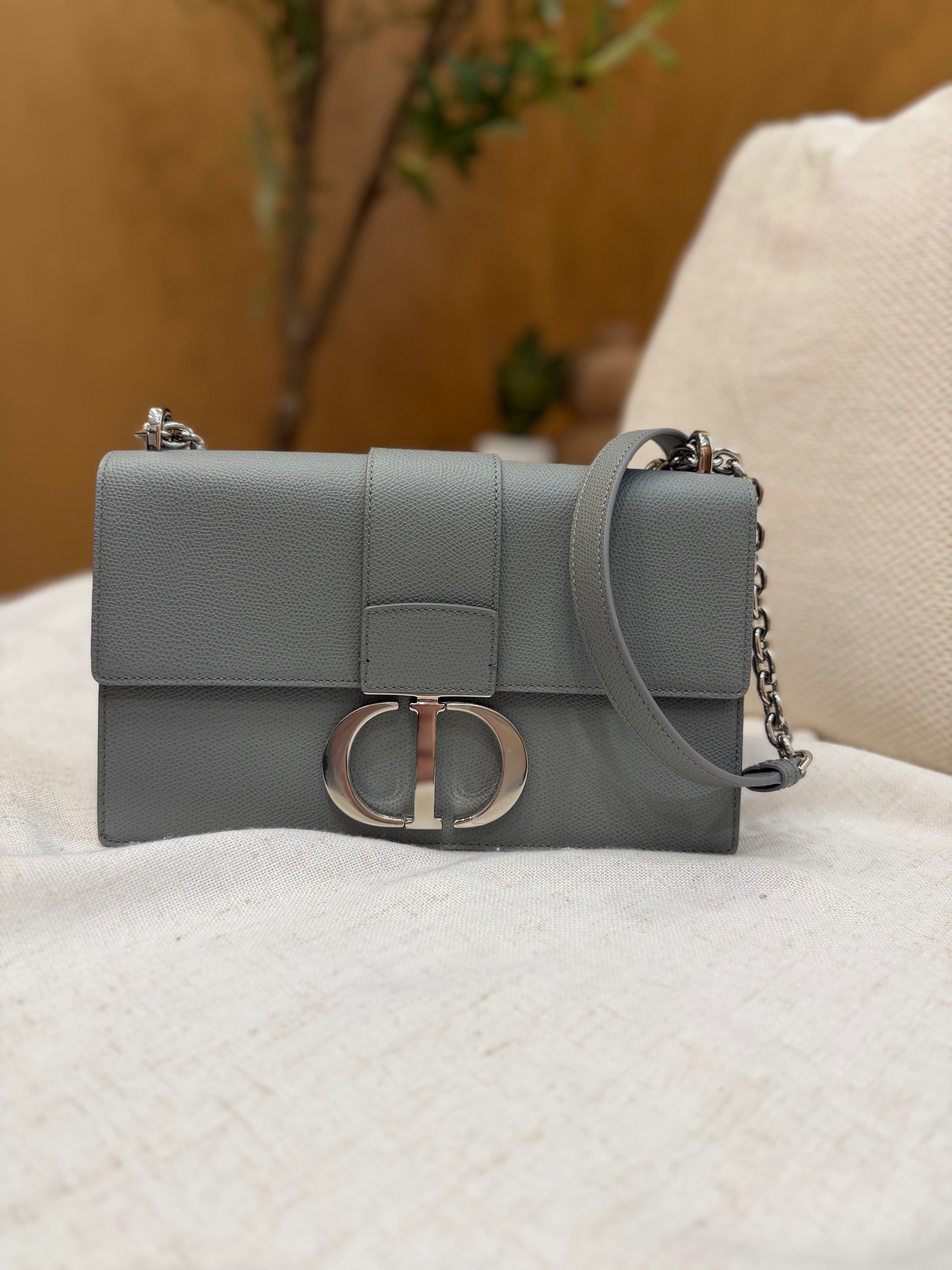 *DONS PRE-DROP* Christian Dior Gray Leather 30 Montaigne Chain Bag