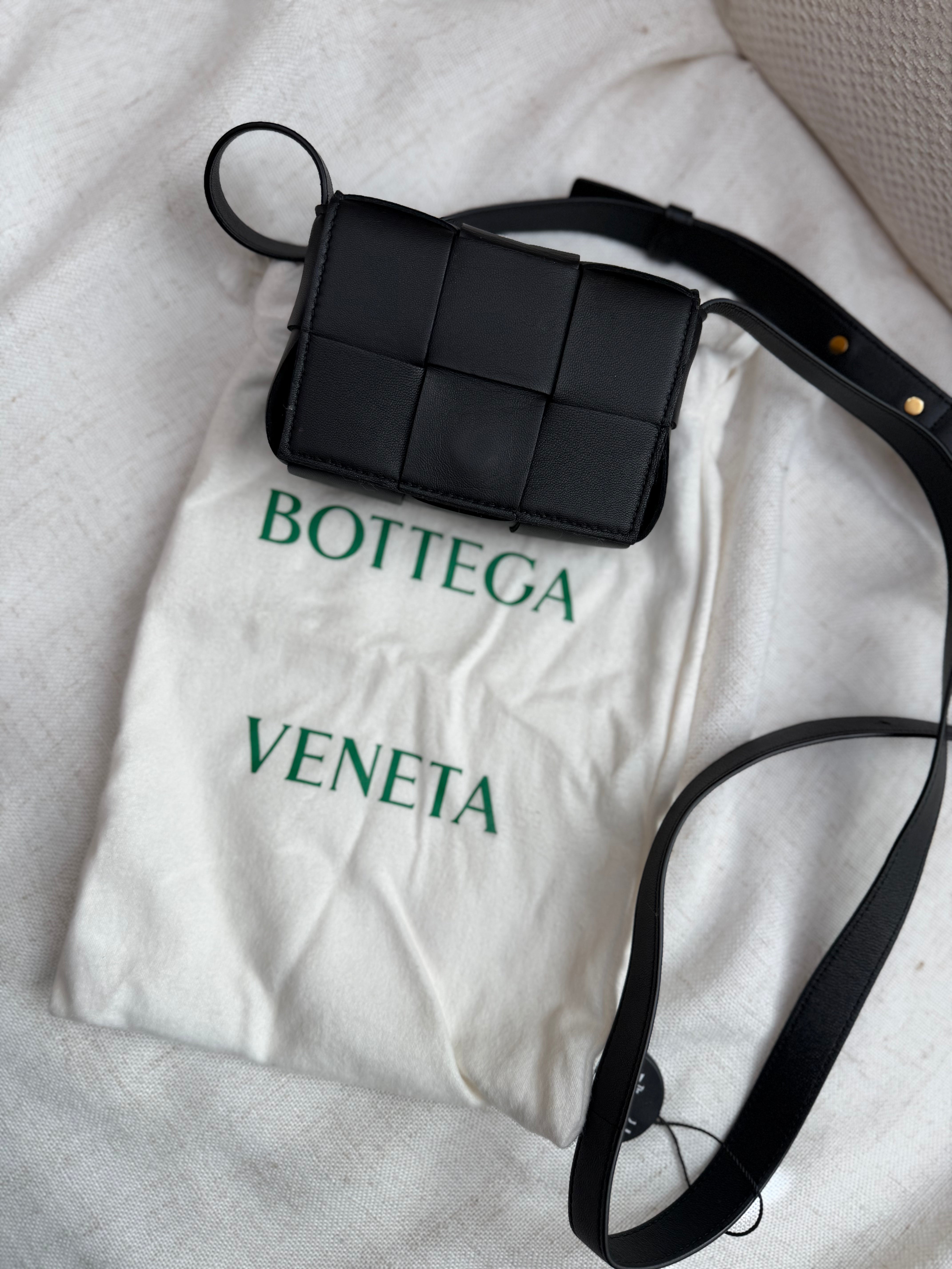 *DONS PRE-DROP* Bottega Veneta Black Intracciato Leather Mini Cassette Crossbody