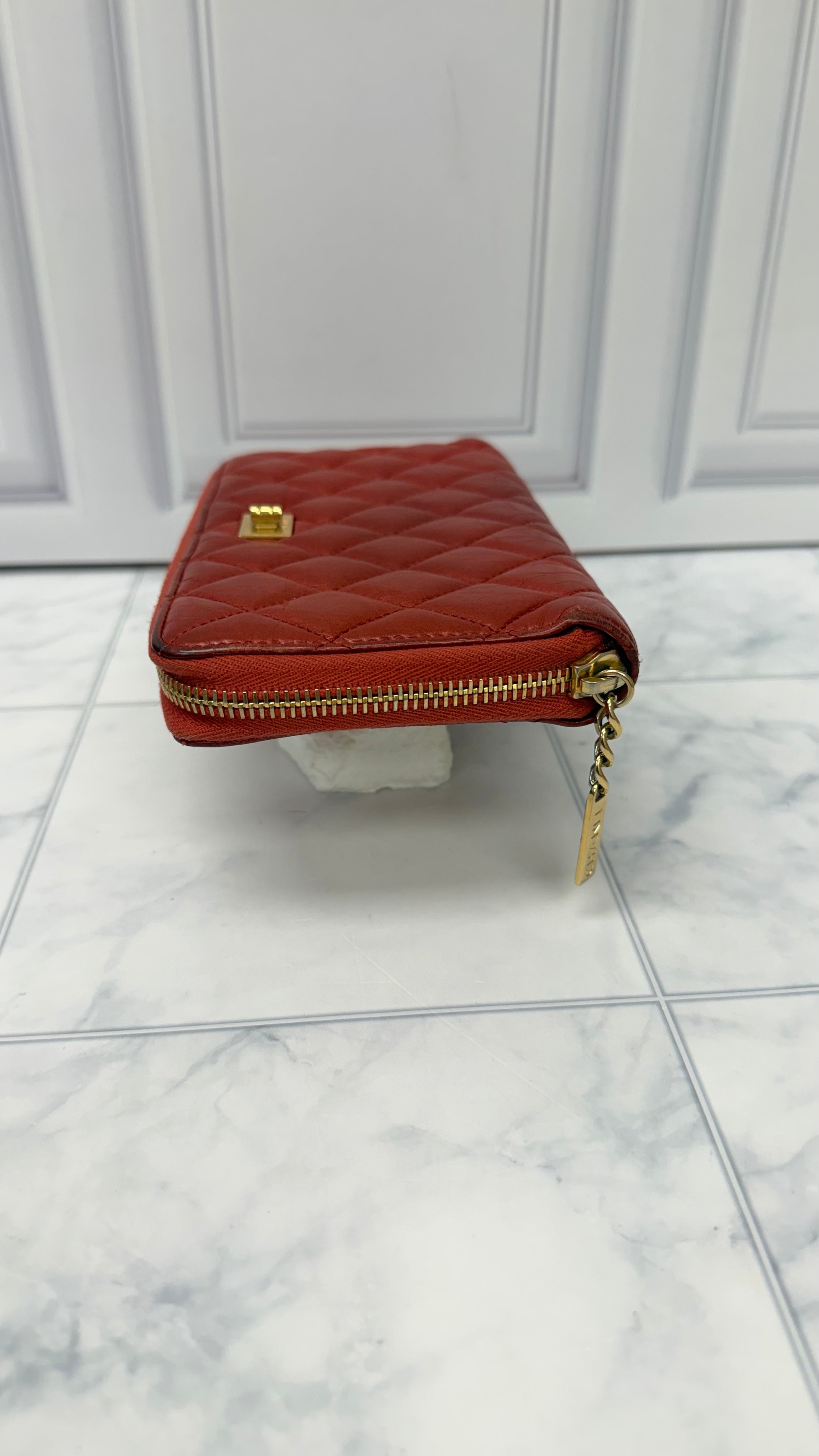 Chanel Burnt Orange Leather Reissue Zippy Wallet