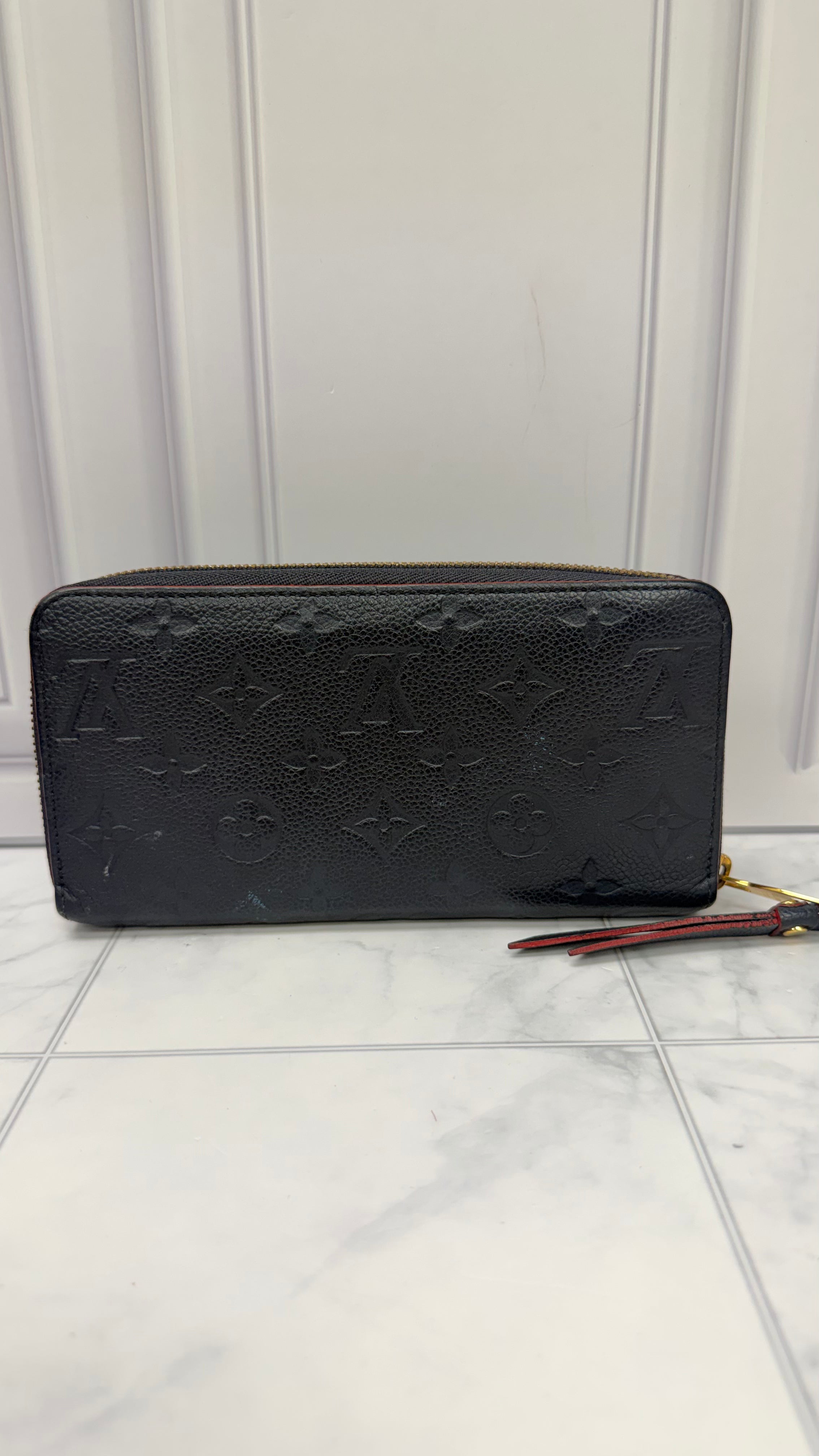 Louis Vuitton Monogram Navy Blue Empreinte Leather Zippy Wallet
