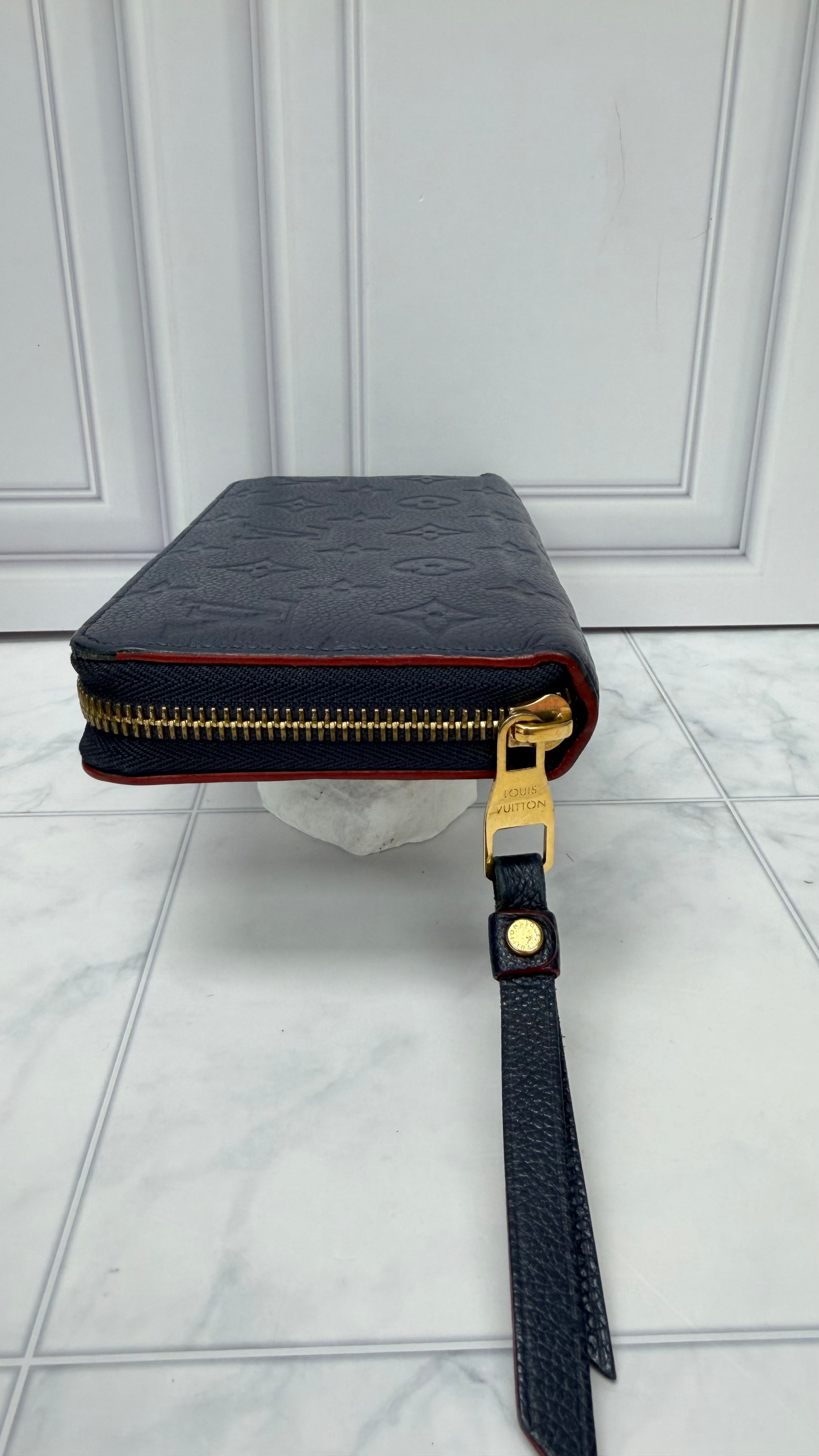 Louis Vuitton Monogram Navy Blue Empreinte Leather Zippy Wallet