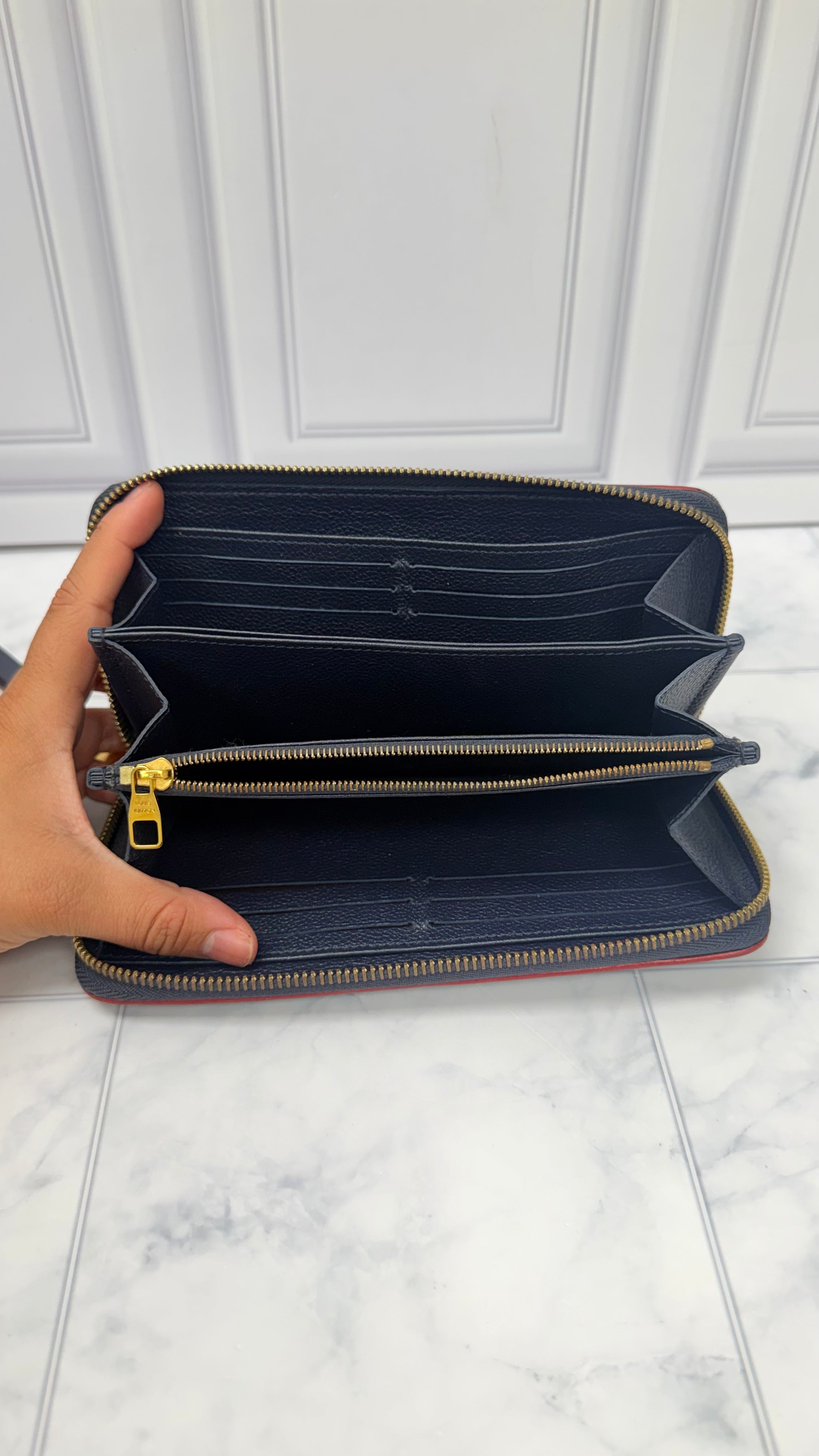 Louis Vuitton Monogram Navy Blue Empreinte Leather Zippy Wallet