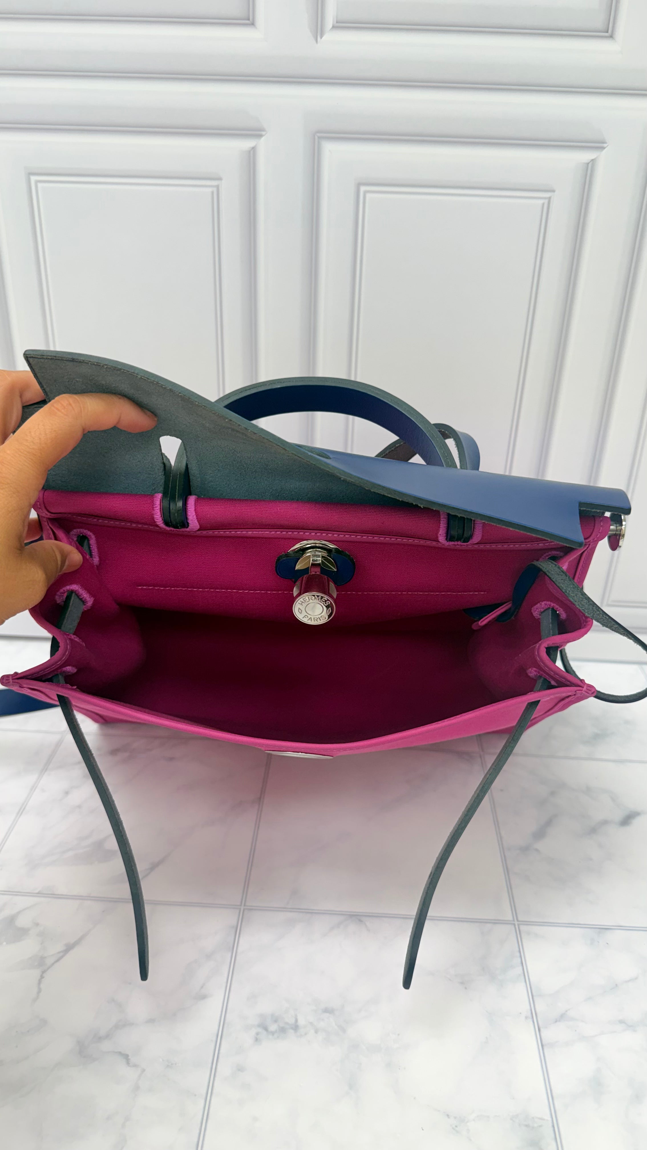 Hermes Purple Toile Canvas Herbag Zippy Wallet 31 Handbag