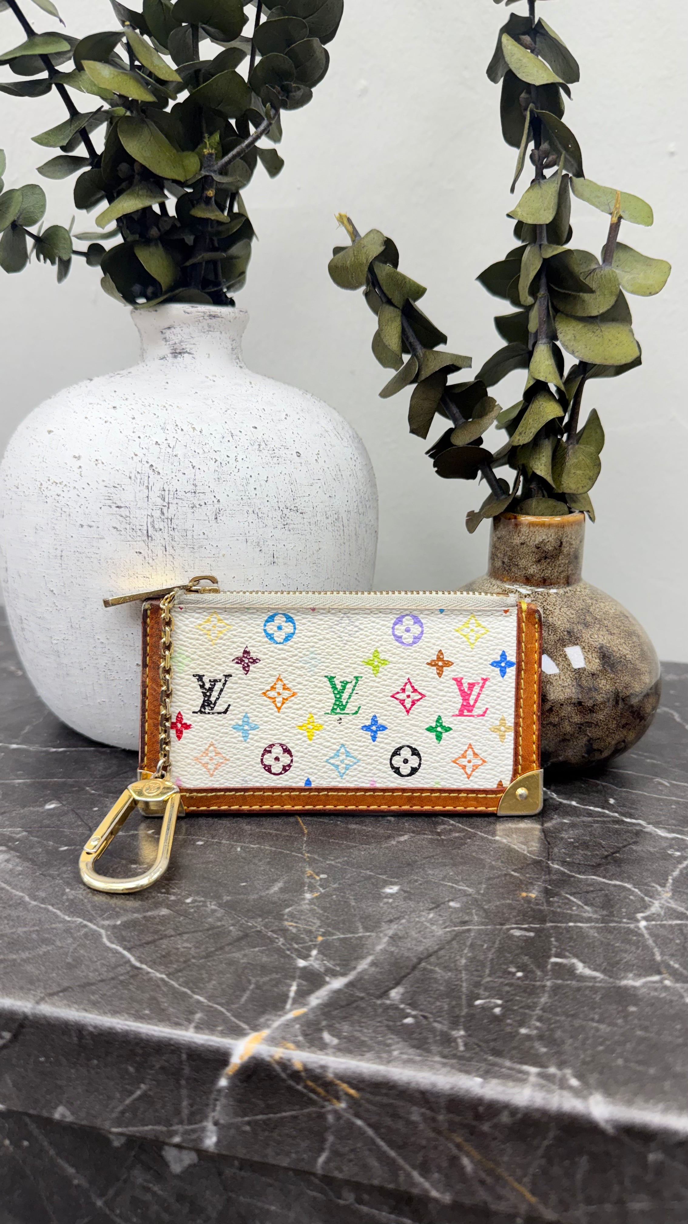 Louis Vuitton White Multicolor Monogram Key Cles
