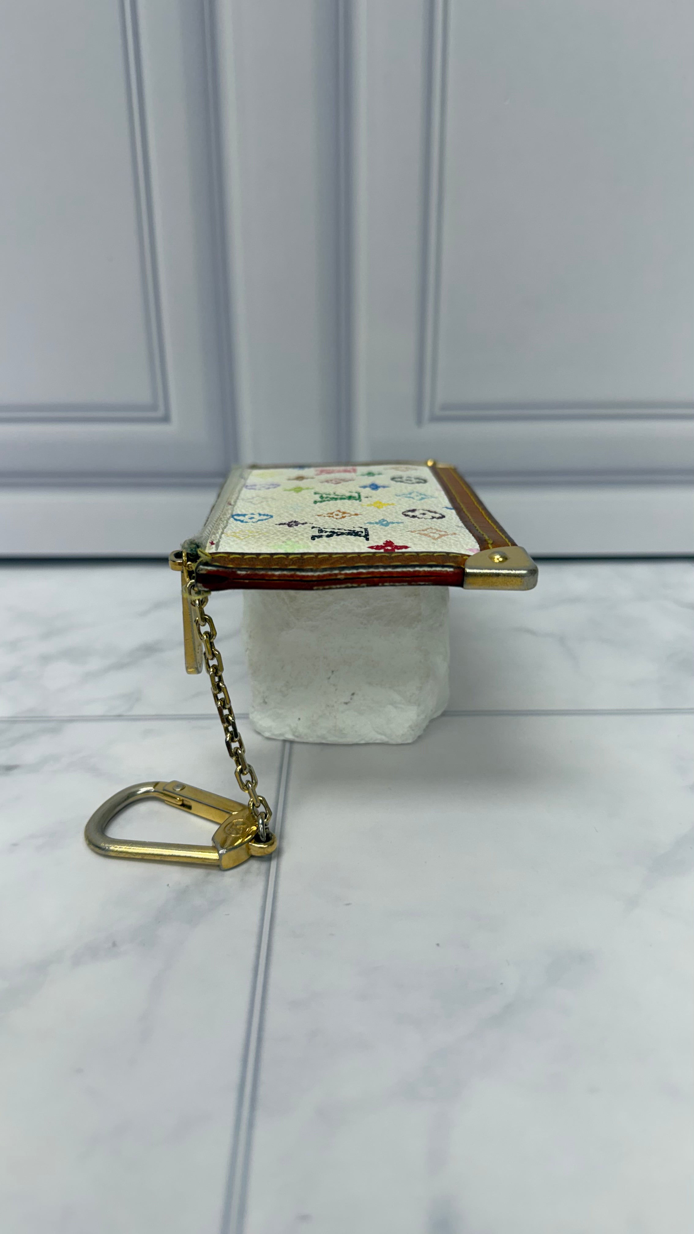 Louis Vuitton White Multicolor Monogram Key Cles
