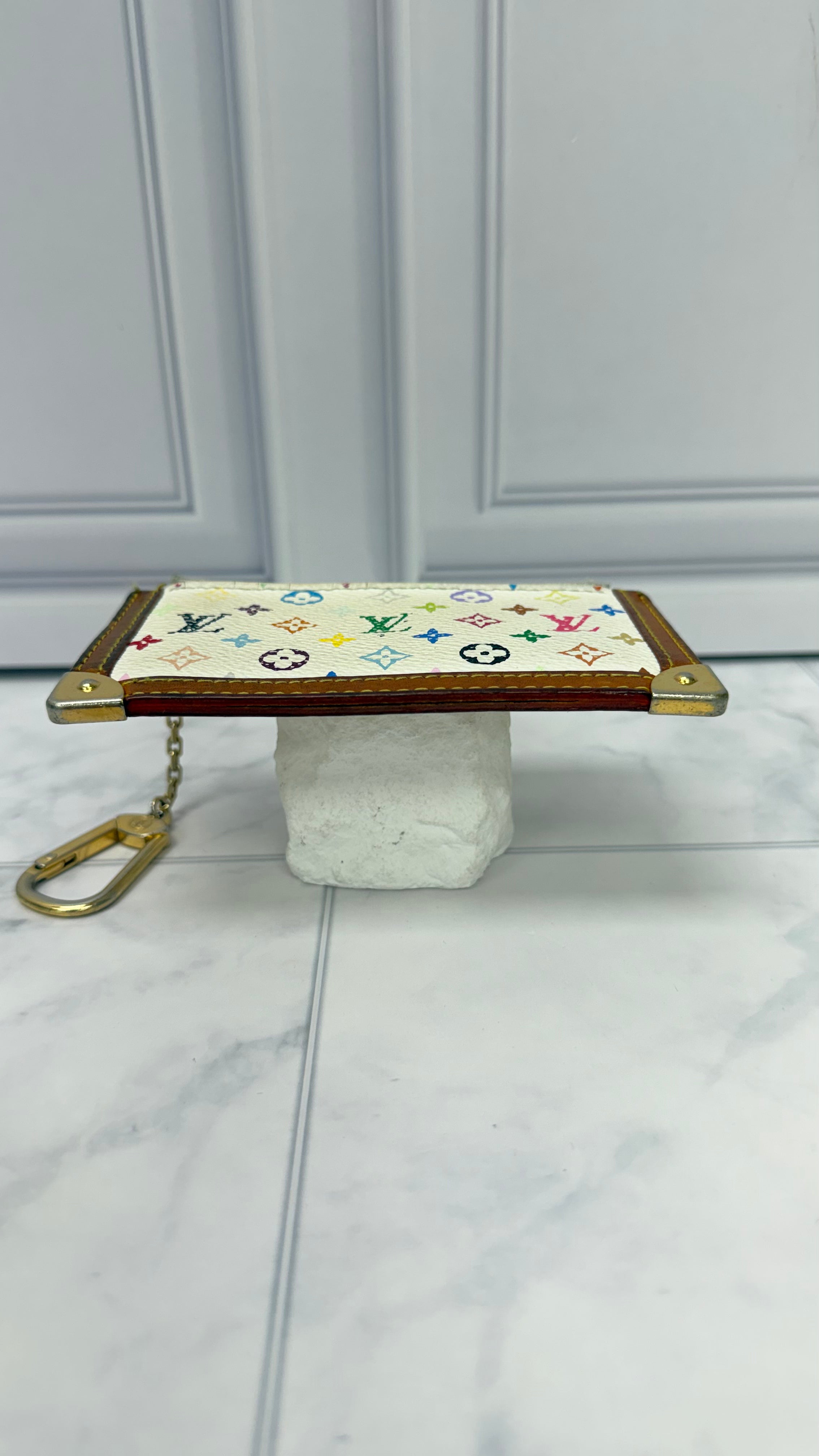 Louis Vuitton White Multicolor Monogram Key Cles