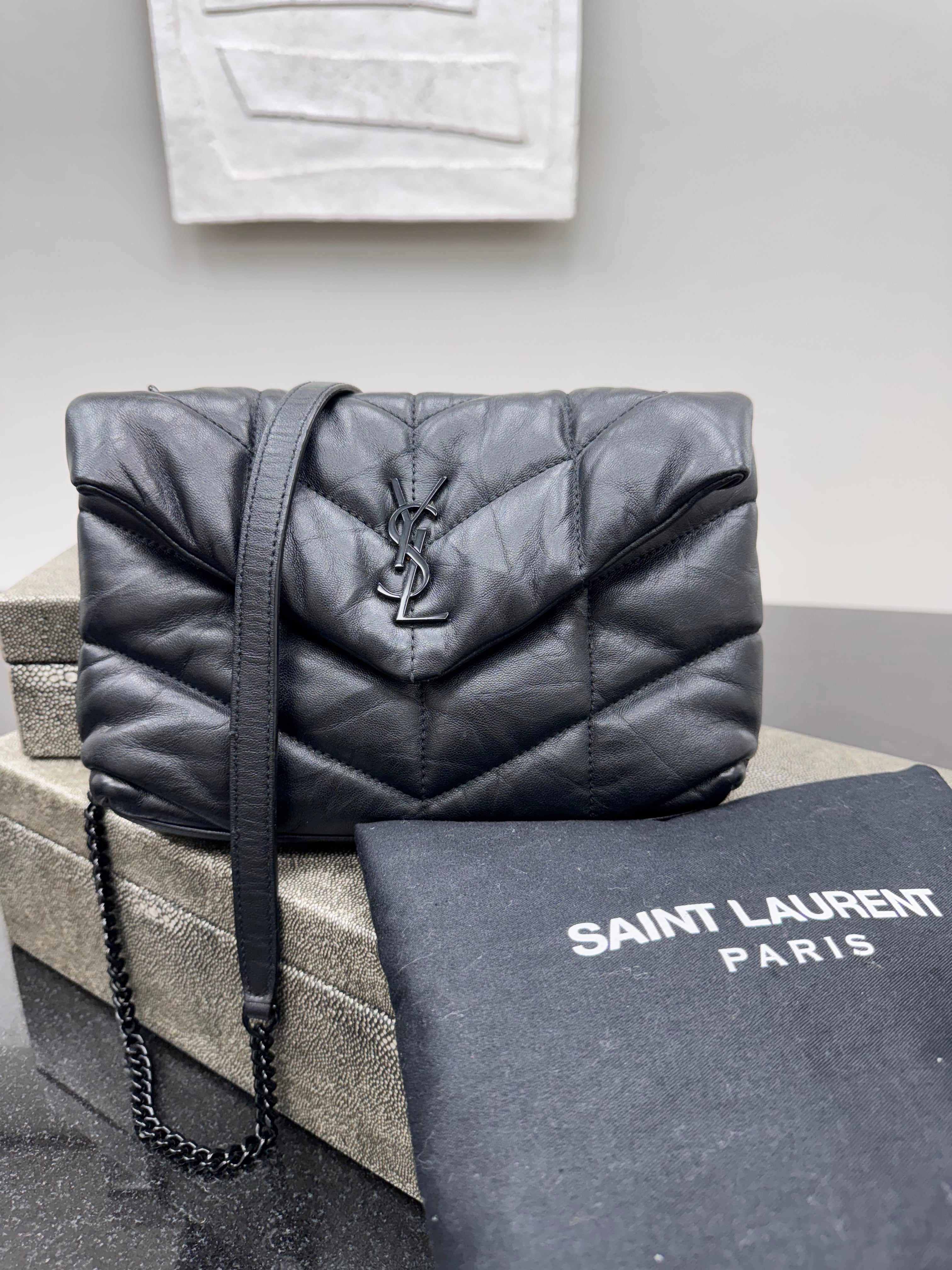 *DONS DROP* Saint Laurent YSL Black Quilted Lambskin Leather Toy Puffer Shoulder Bag