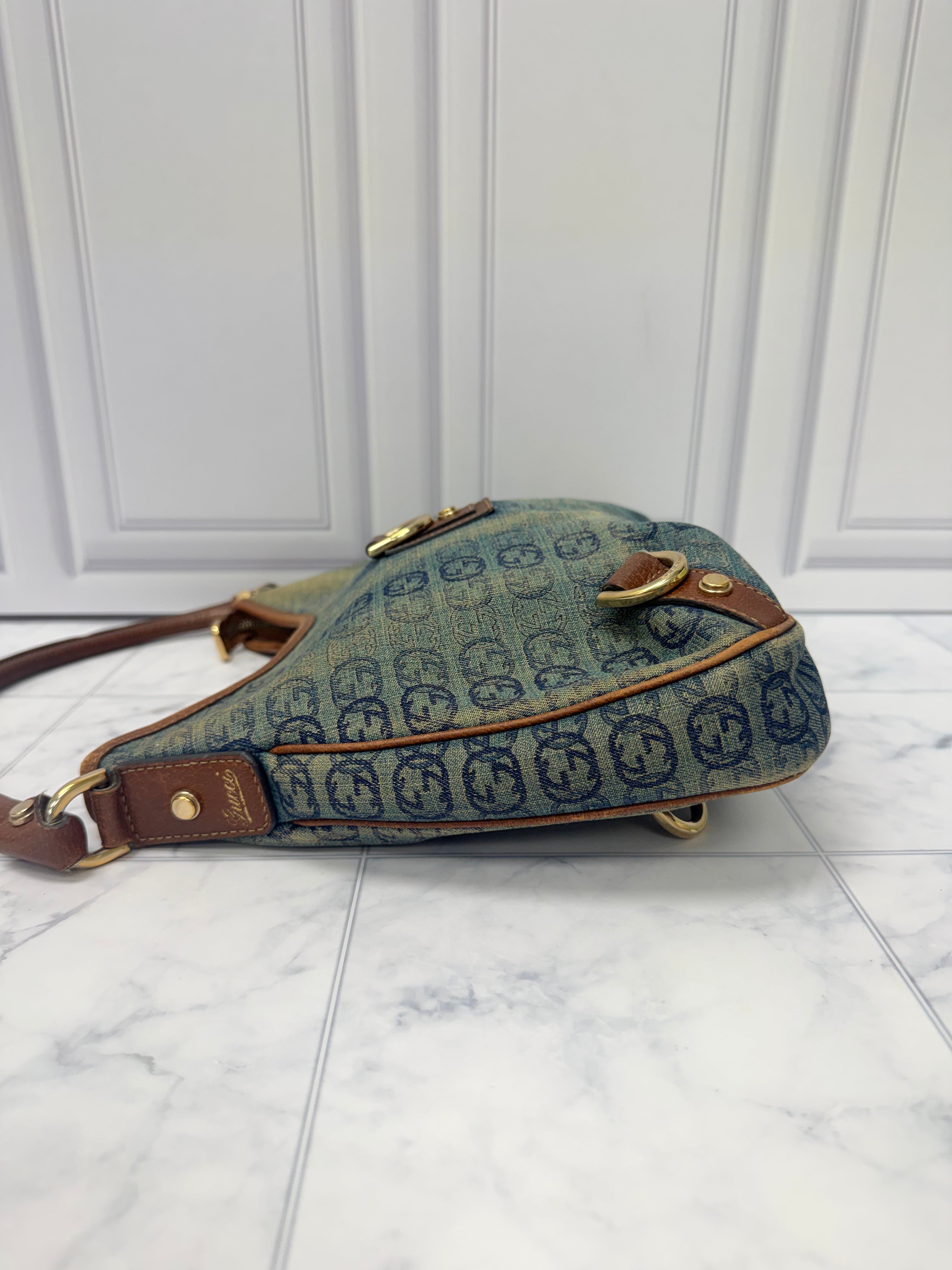 Gucci Blue GG Denim Abby Shoulder Bag