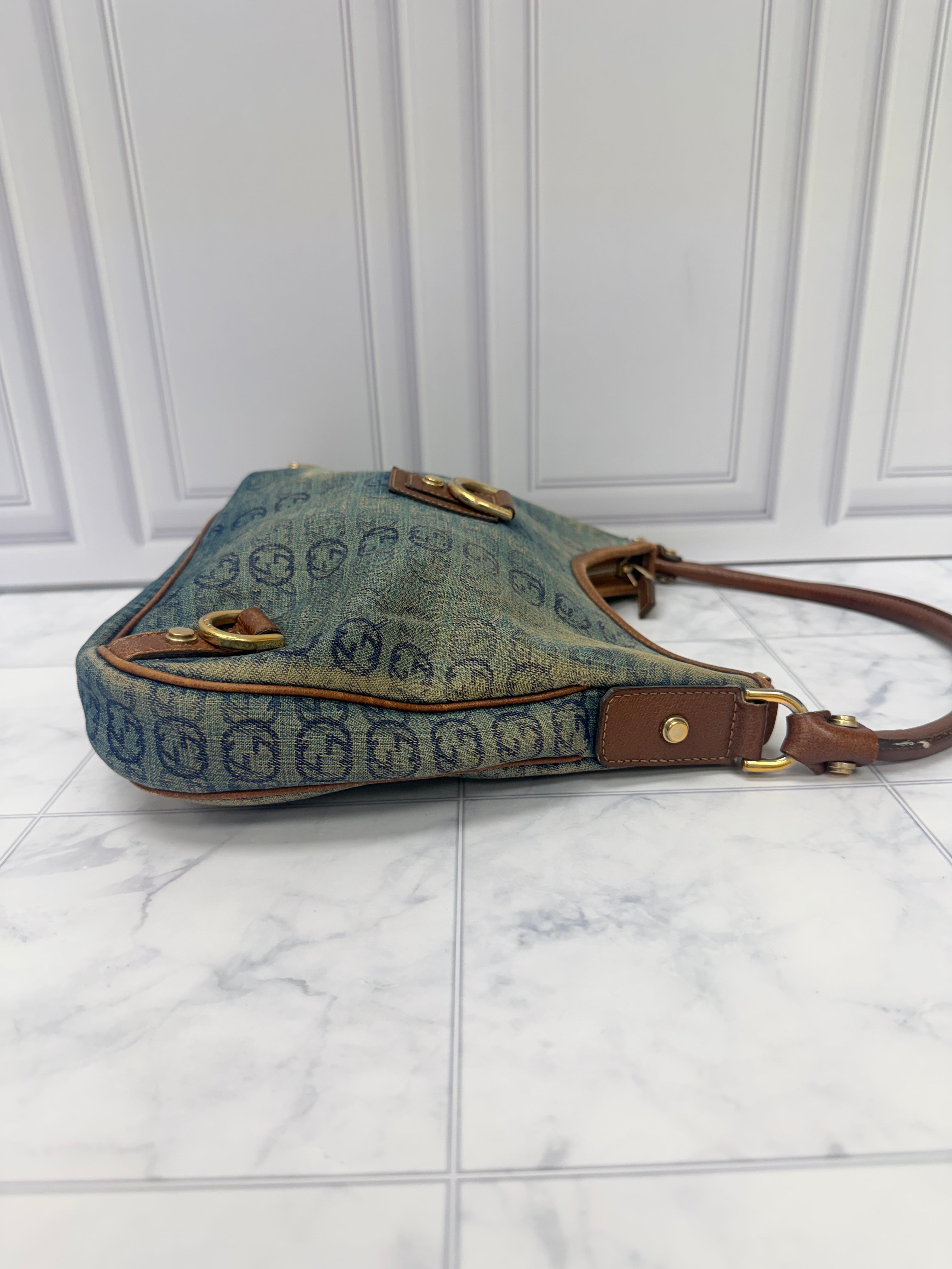 Gucci Blue GG Denim Abby Shoulder Bag