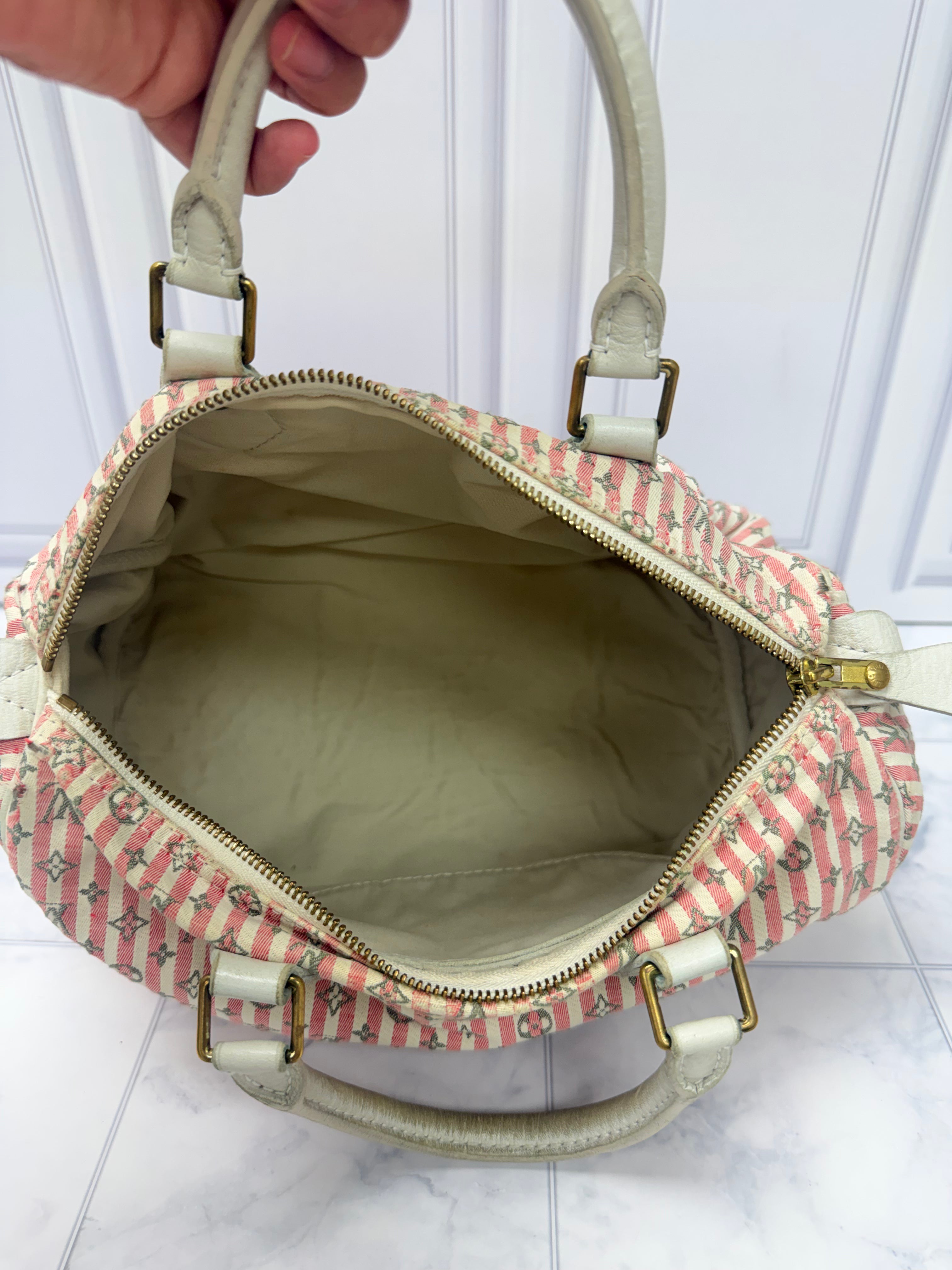 Louis Vuitton Monogram Pink Canvas Mini Lin Croisette Speedy 30 Bag