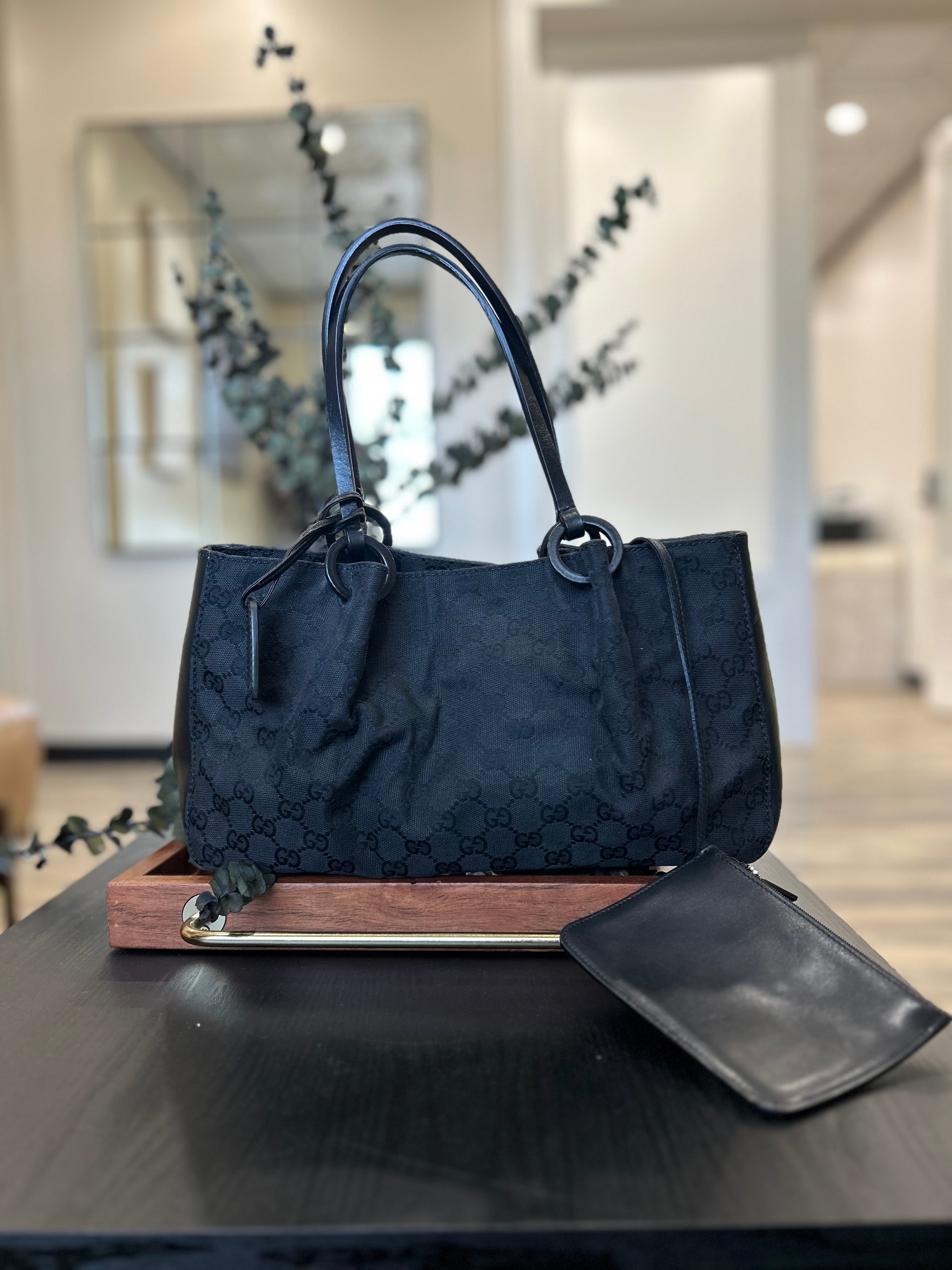 Gucci GG Black Canvas Tote Bag