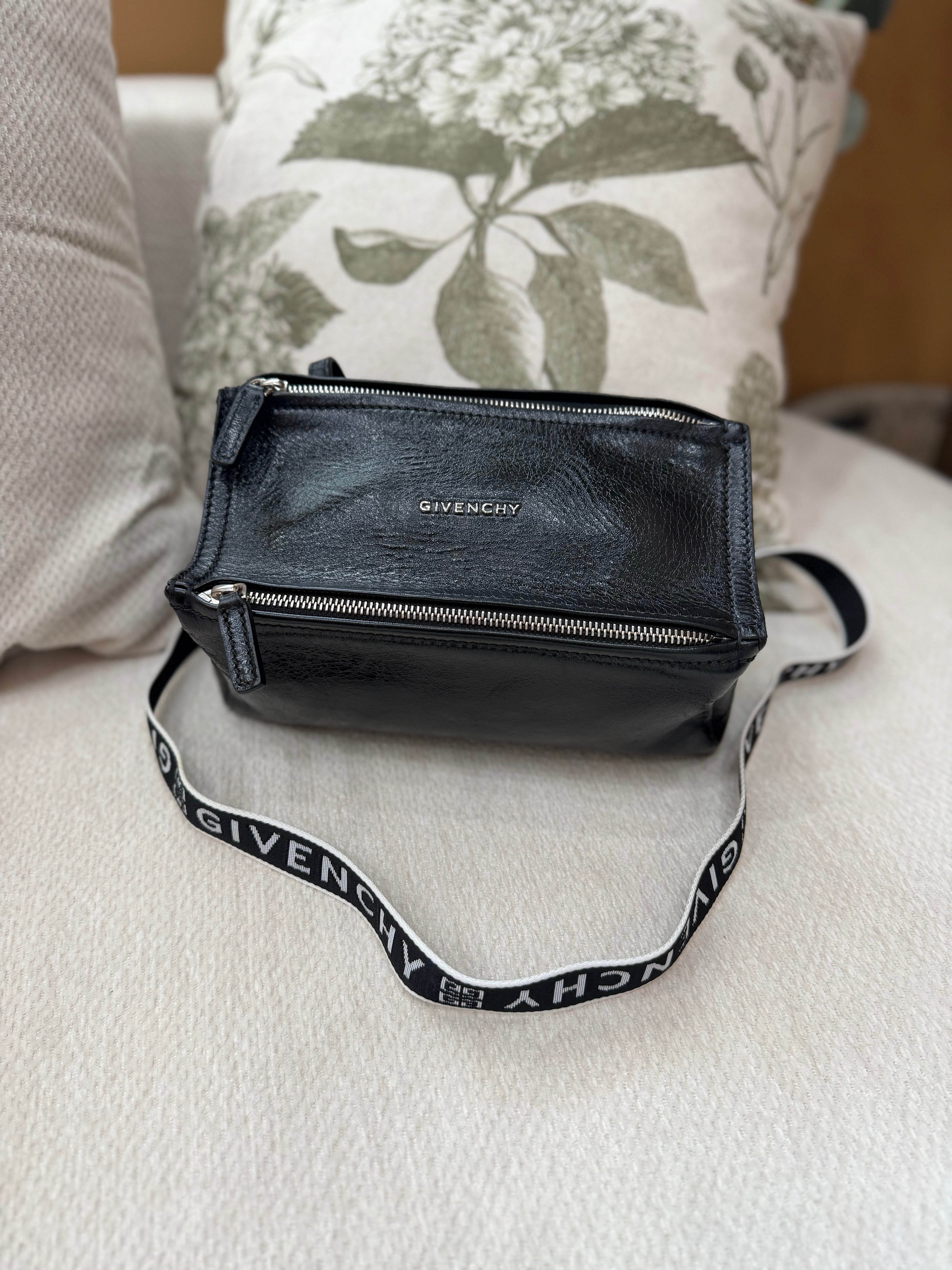 Givenchy Black Crinkled Leather Small Pandora Crossbody Bag