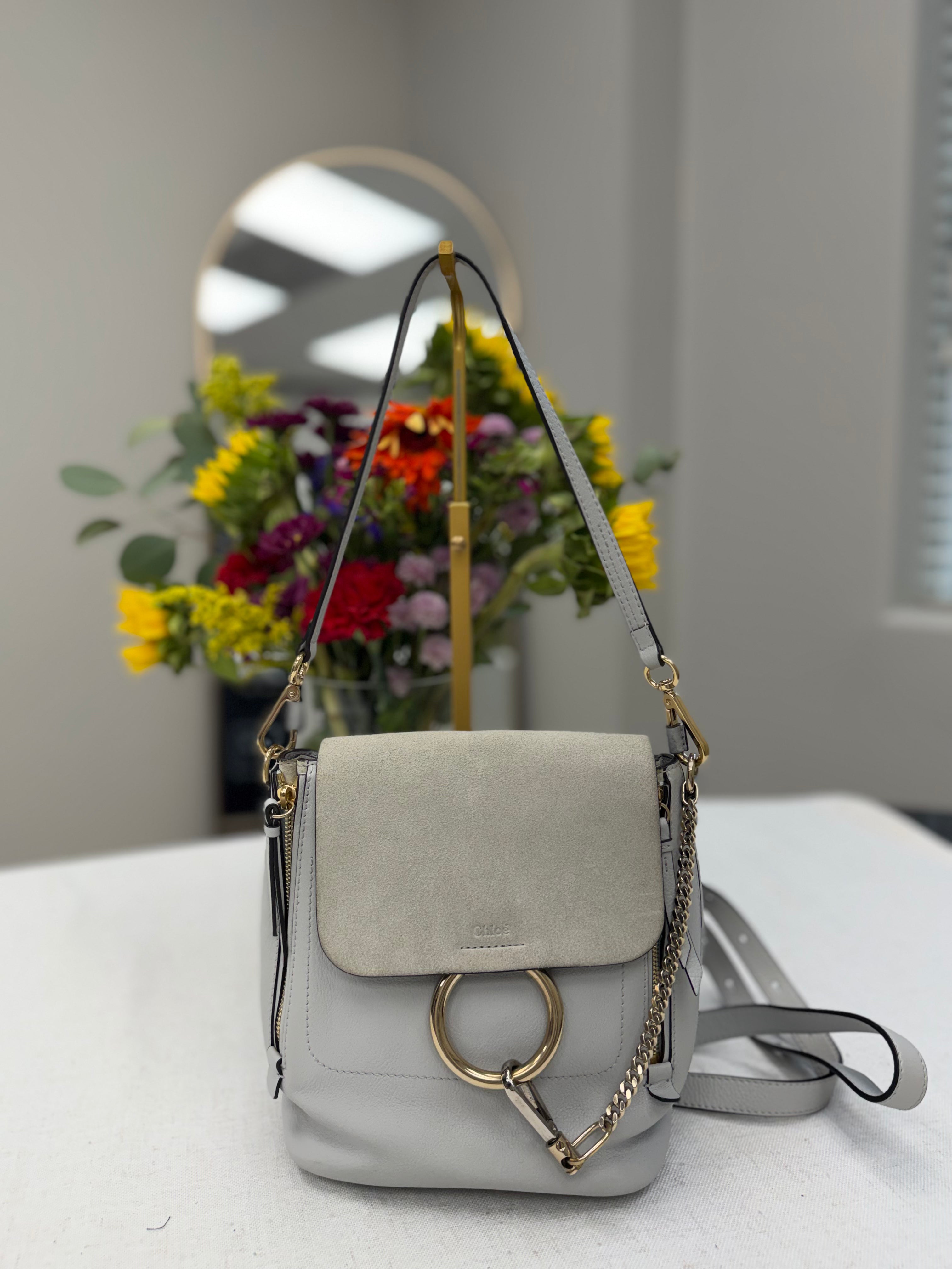 Chloe Grey Leather Faye Backpack