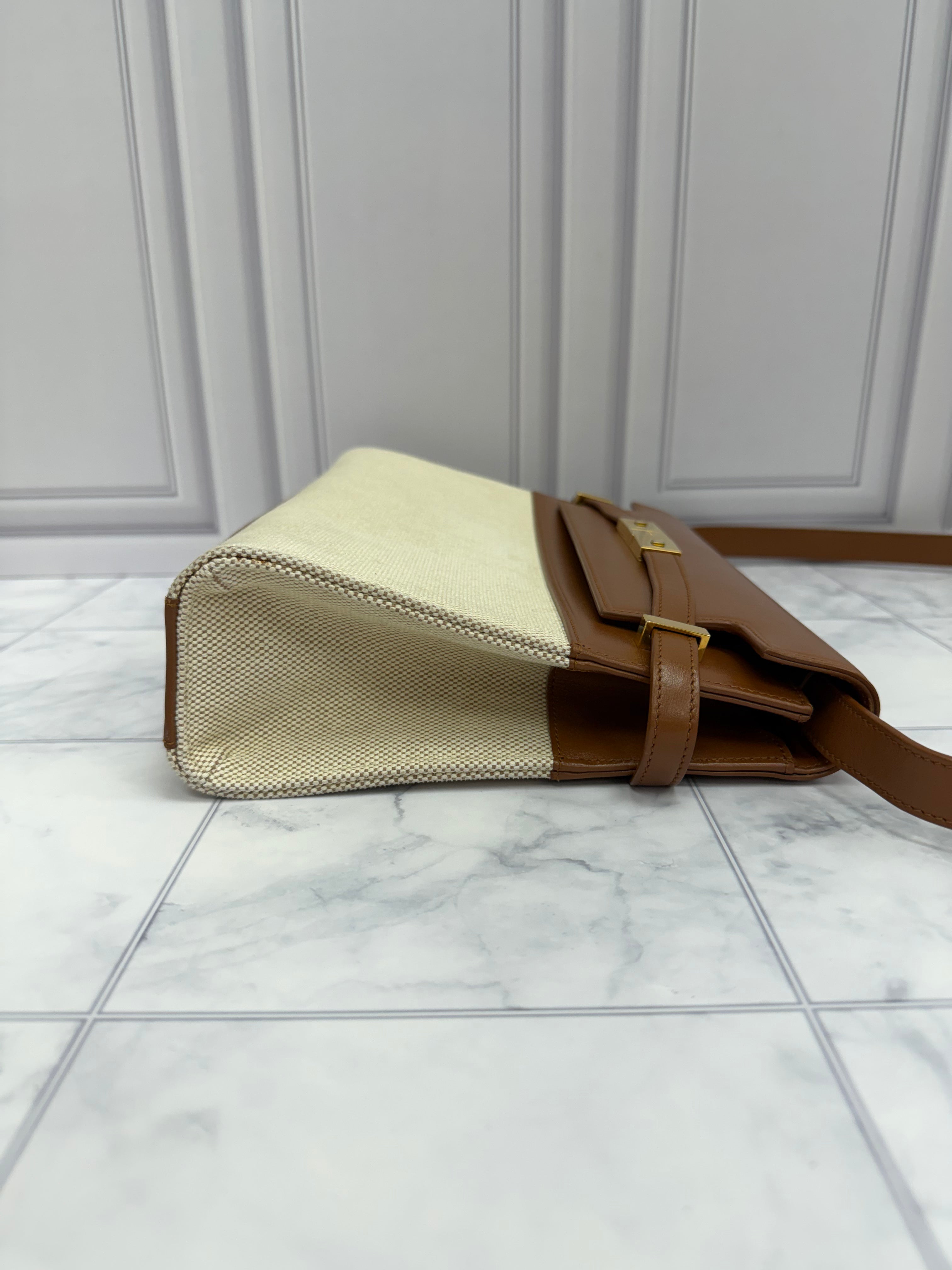 *DONS DROP* Saint Laurent YSL Beige Canvas Manhattan Shoulder Bag
