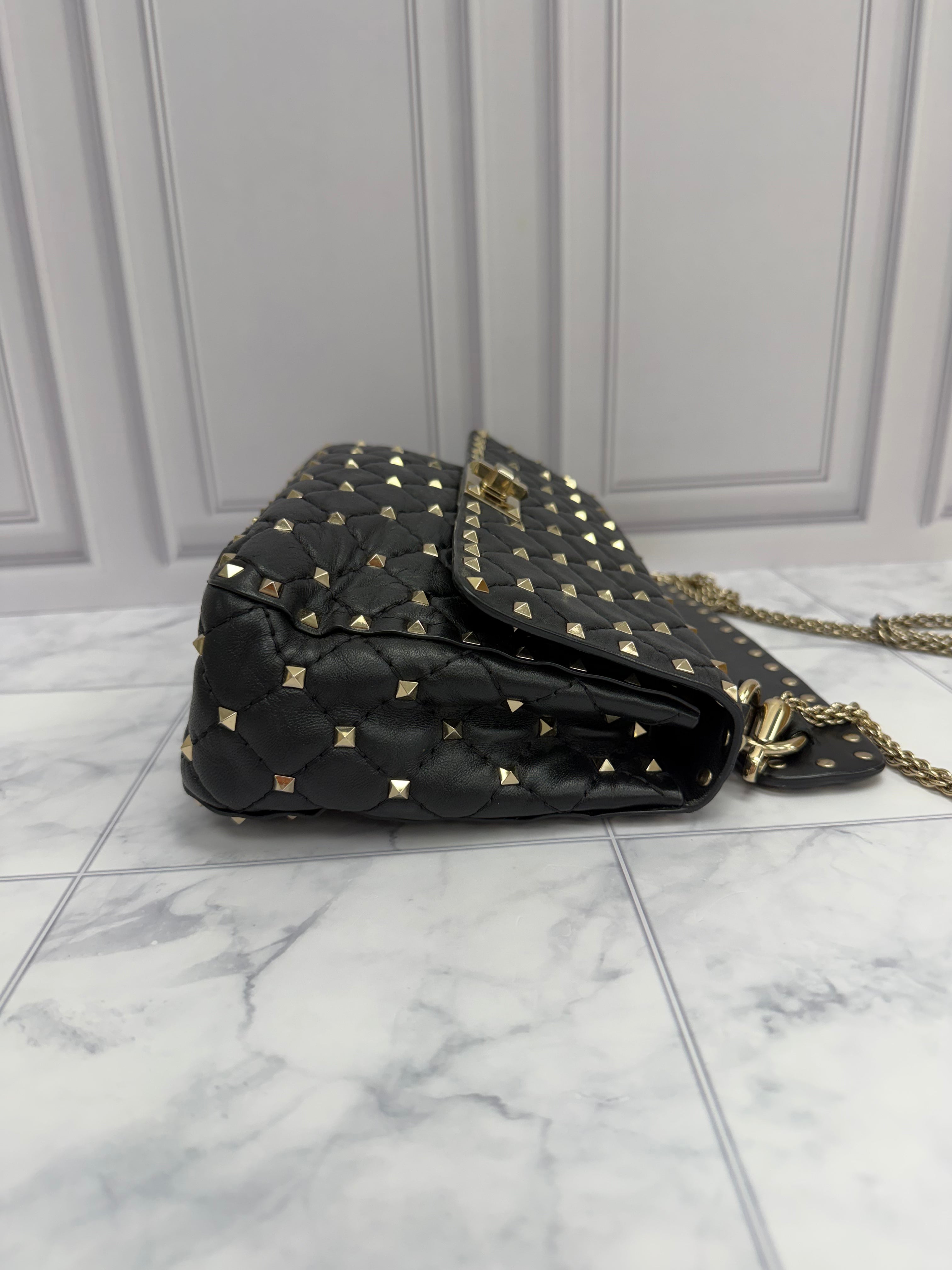 *DONS DROP* Valentino Black Lambskin Rockstud Spike Medium Shoulder Bag