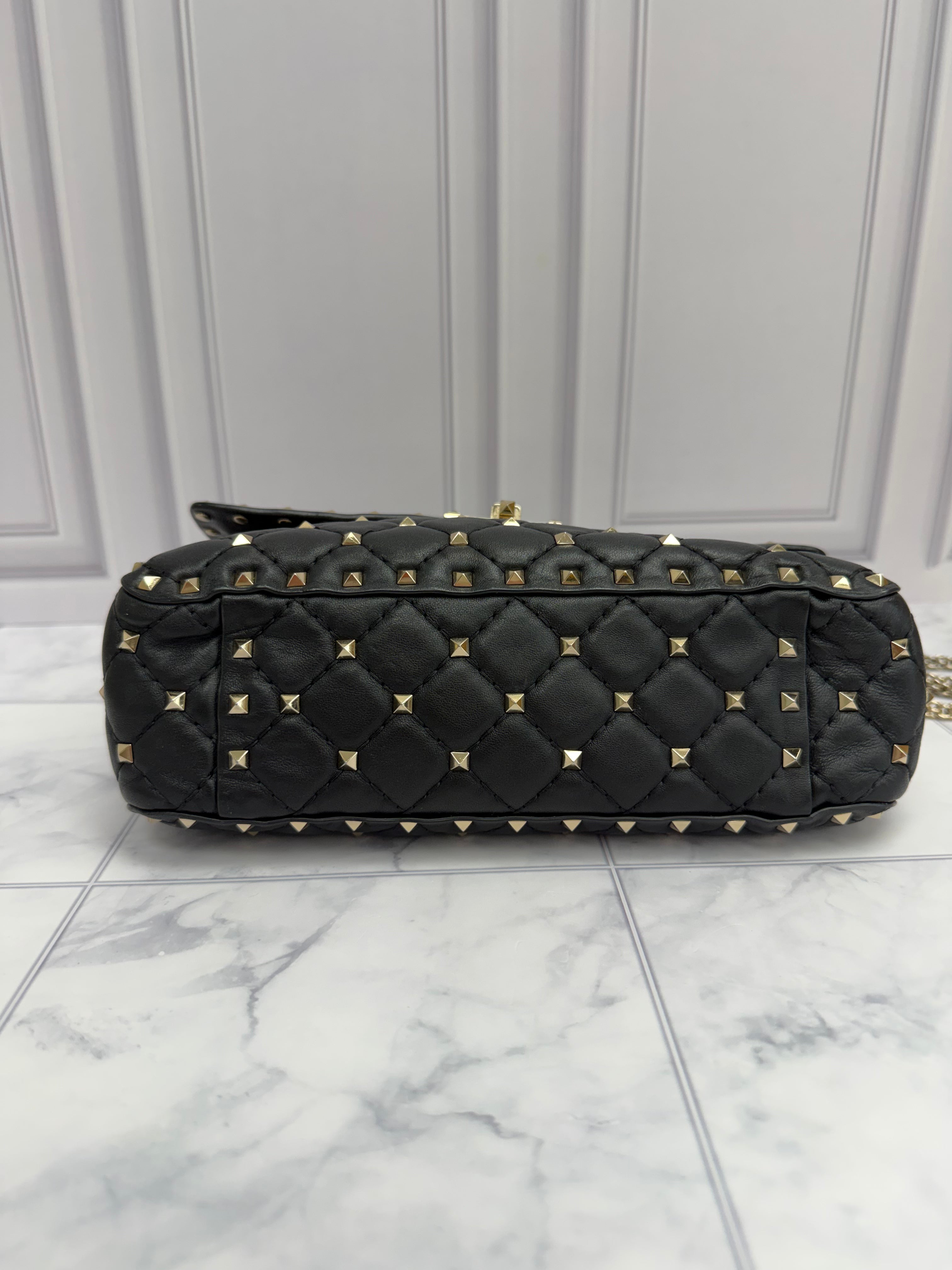 *DONS DROP* Valentino Black Lambskin Rockstud Spike Medium Shoulder Bag