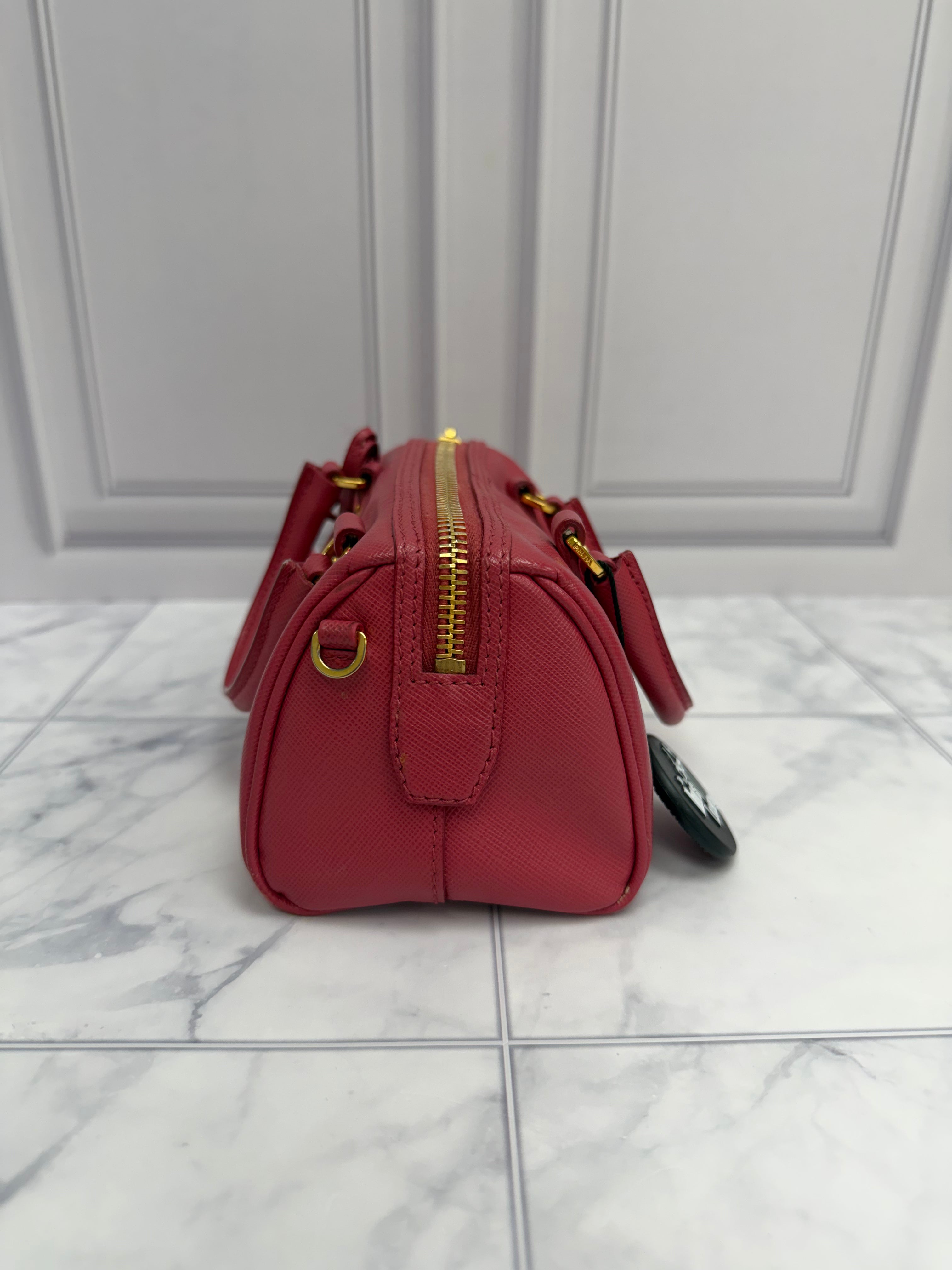 *DONS DROP* Prada Pink Saffiano Leather Lux Mini Convertible Boston Bag