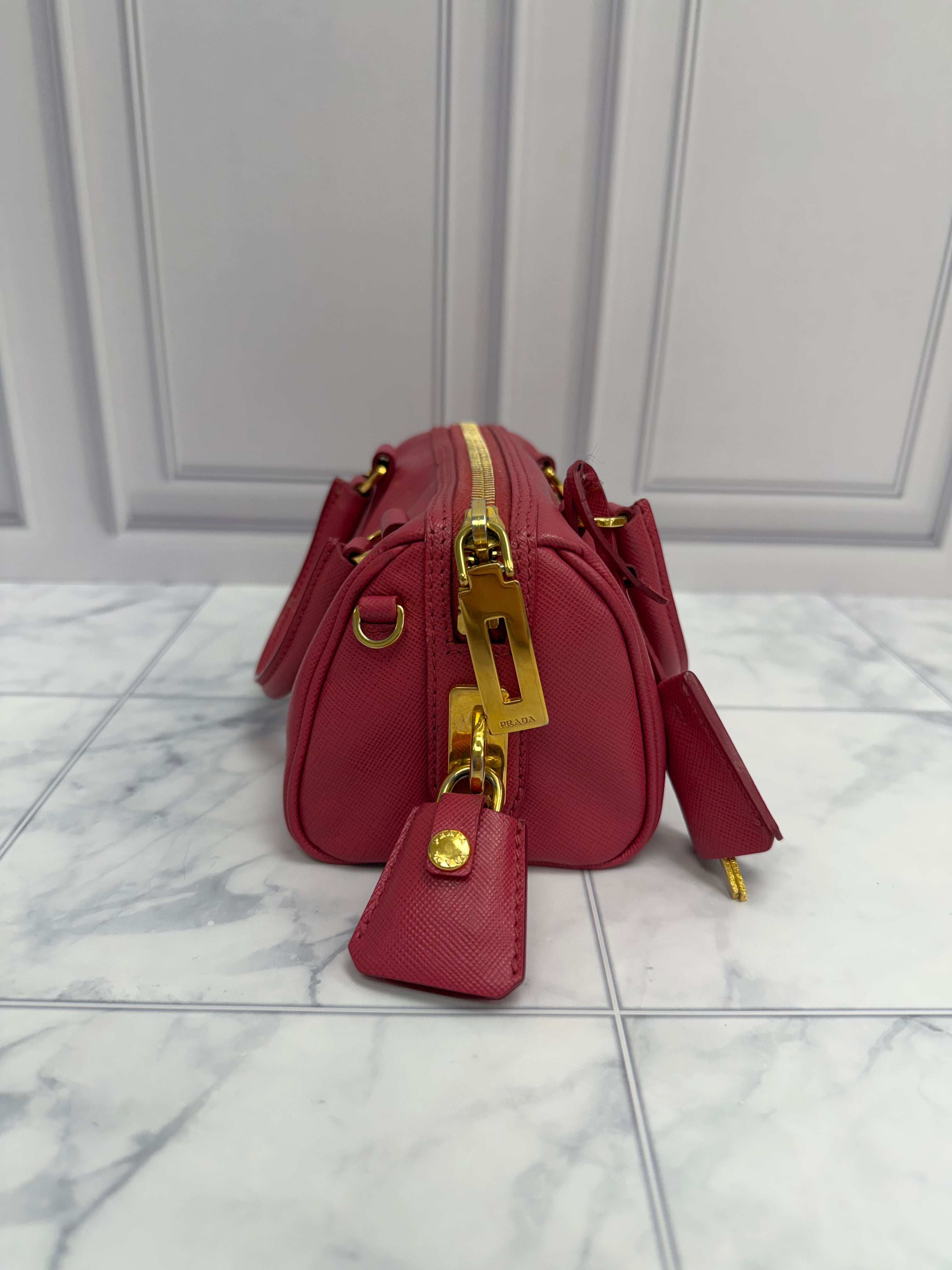 *DONS DROP* Prada Pink Saffiano Leather Lux Mini Convertible Boston Bag