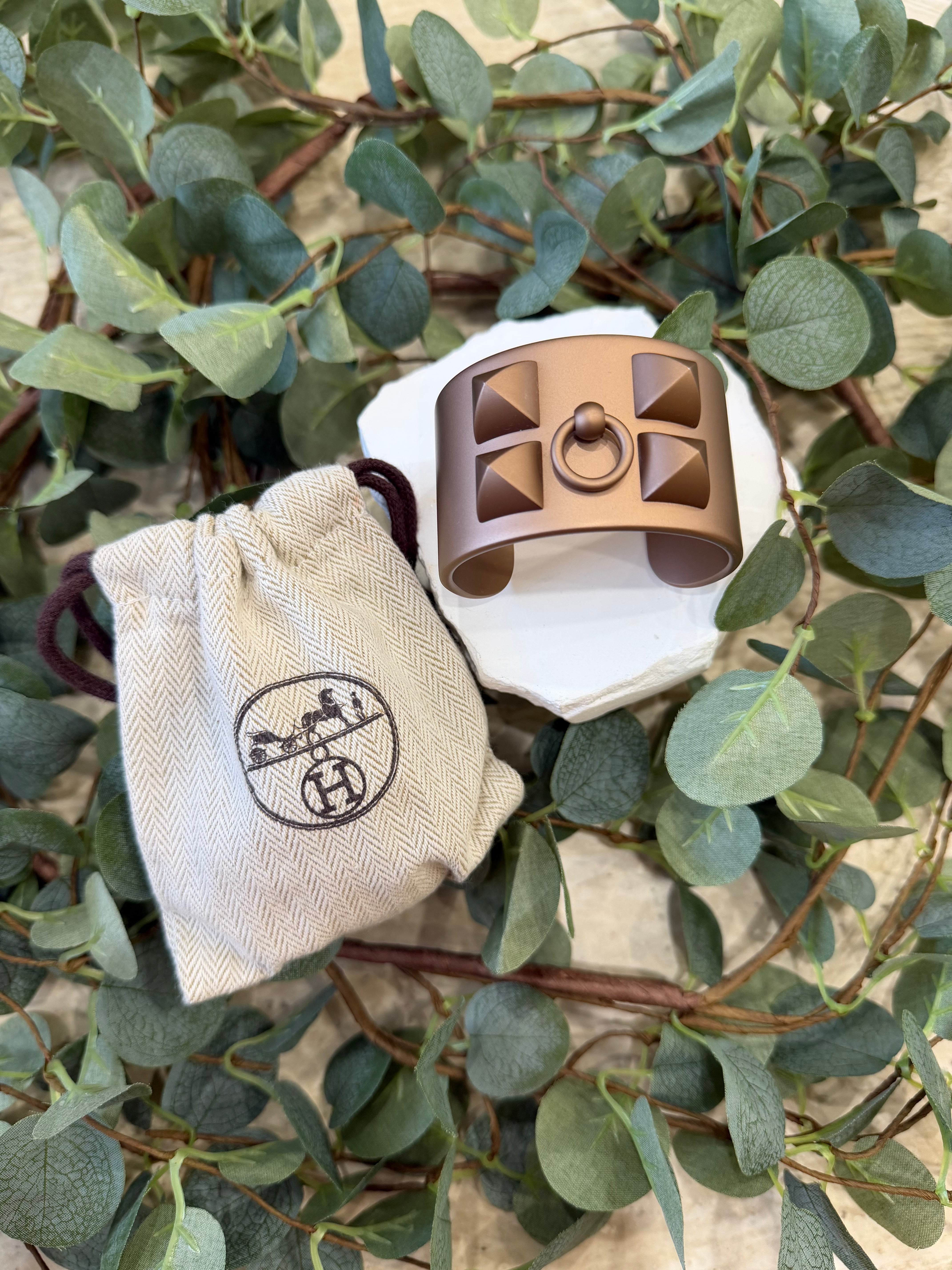 Hermes Gris Aluminium Sunset Collier De Chien Cuff